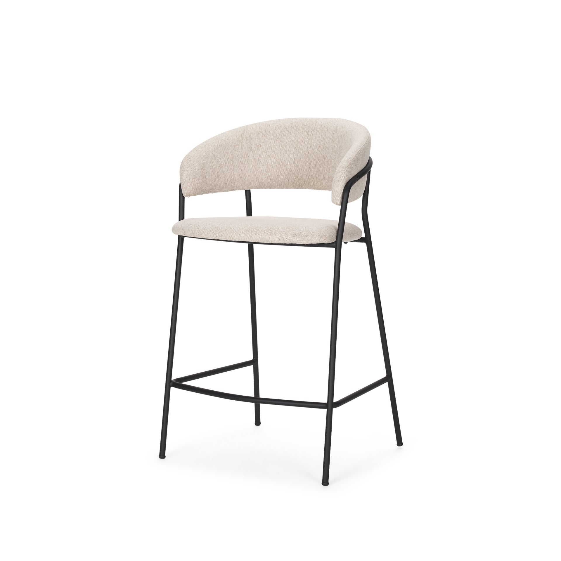 Carolyn Counter Stool w/ Oatmeal Fabric & Matte Black Metal - Central Designs