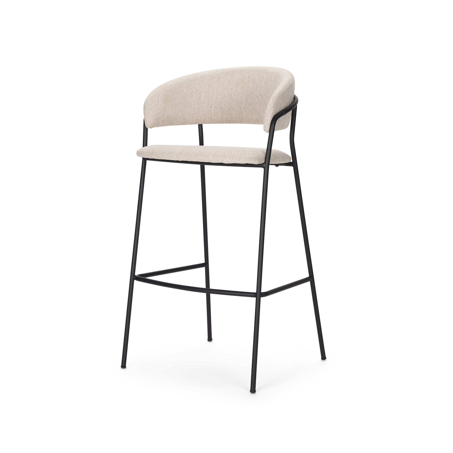 Carolyn Bar Stool w/ Oatmeal Fabric & Matte Black Metal - Central Designs