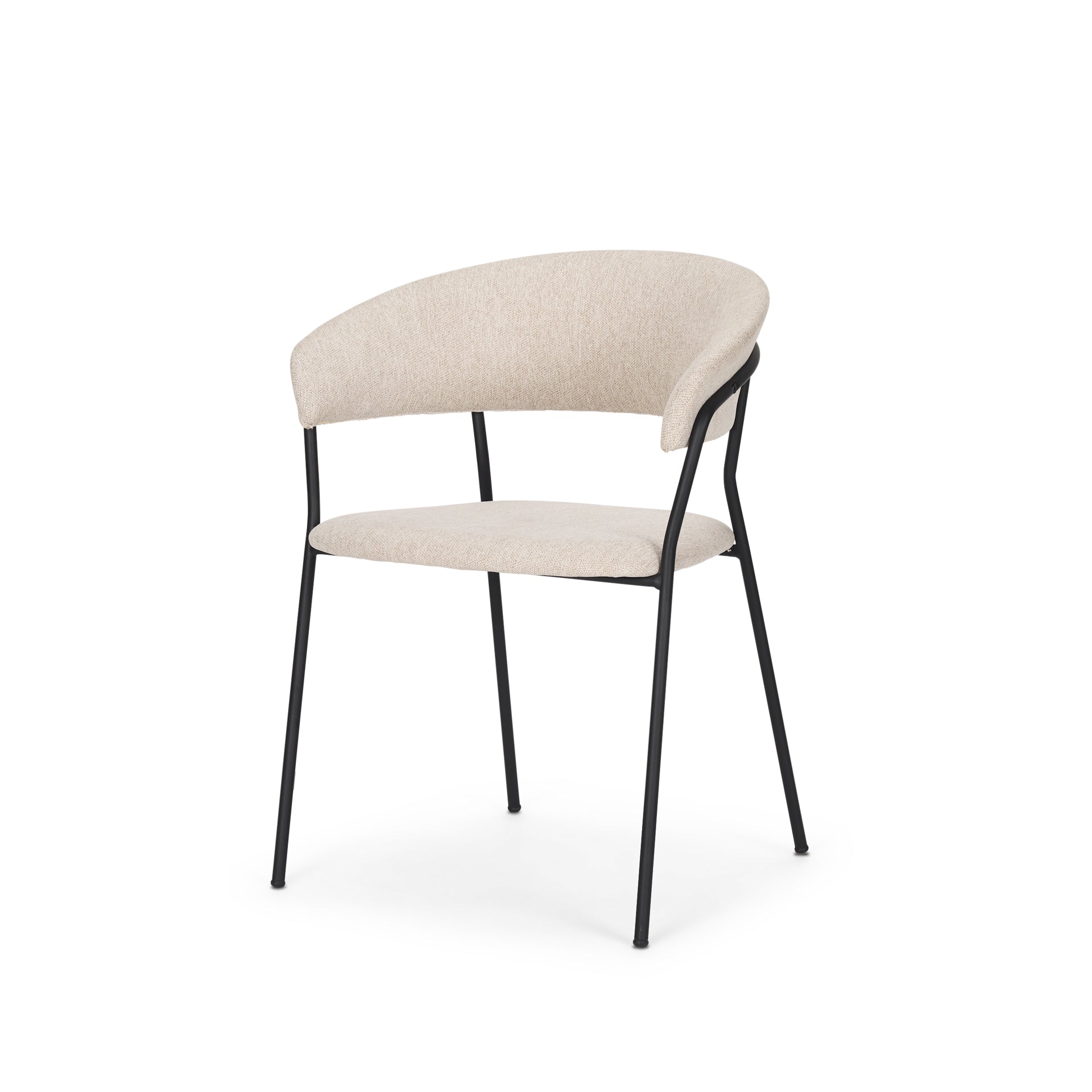 Carolyn Dining Chair w/ Oatmeal Fabric & Matte Black Metal - Central Designs