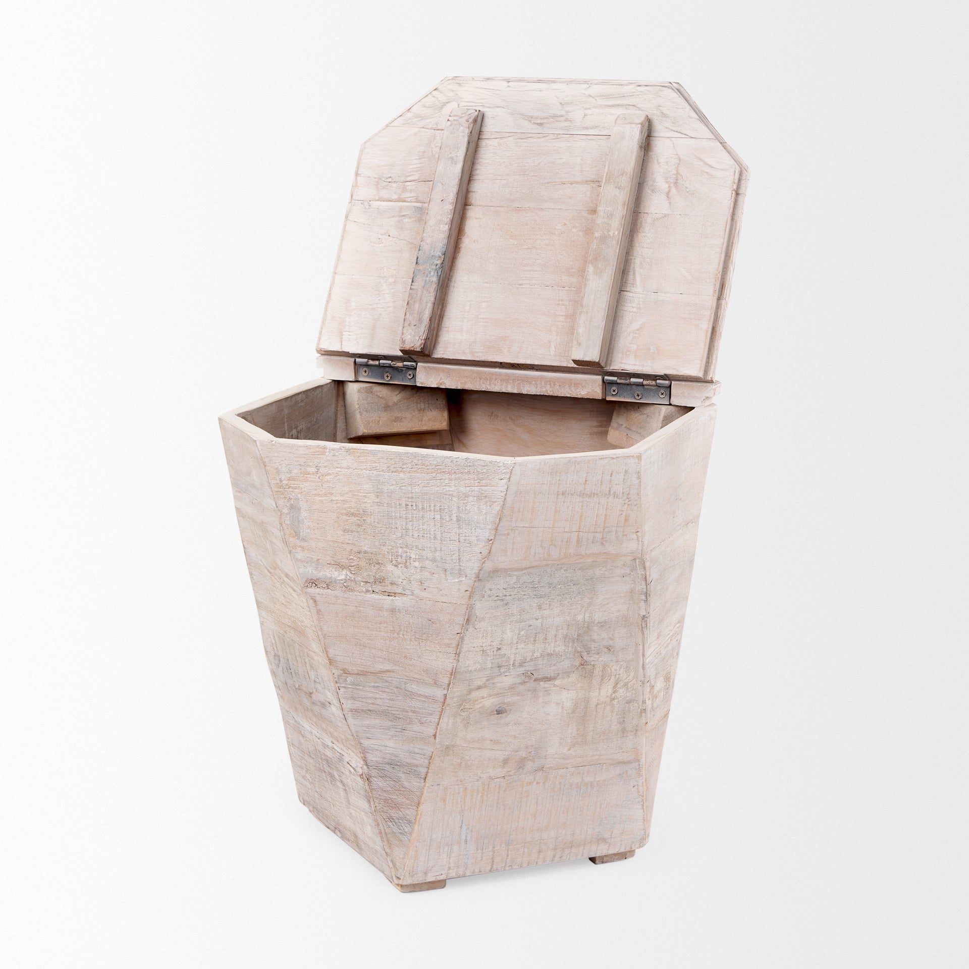 Esagono Octagonal Reclaimed Wood End/Side Table w/ Storage - Central Designs