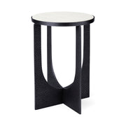 Preston 23"H White Marble Top w/ Matte Black Metal Accent Table - Central Designs