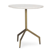 Serre Marble Top 3 Prong Gold Metal Base End Table - Central Designs