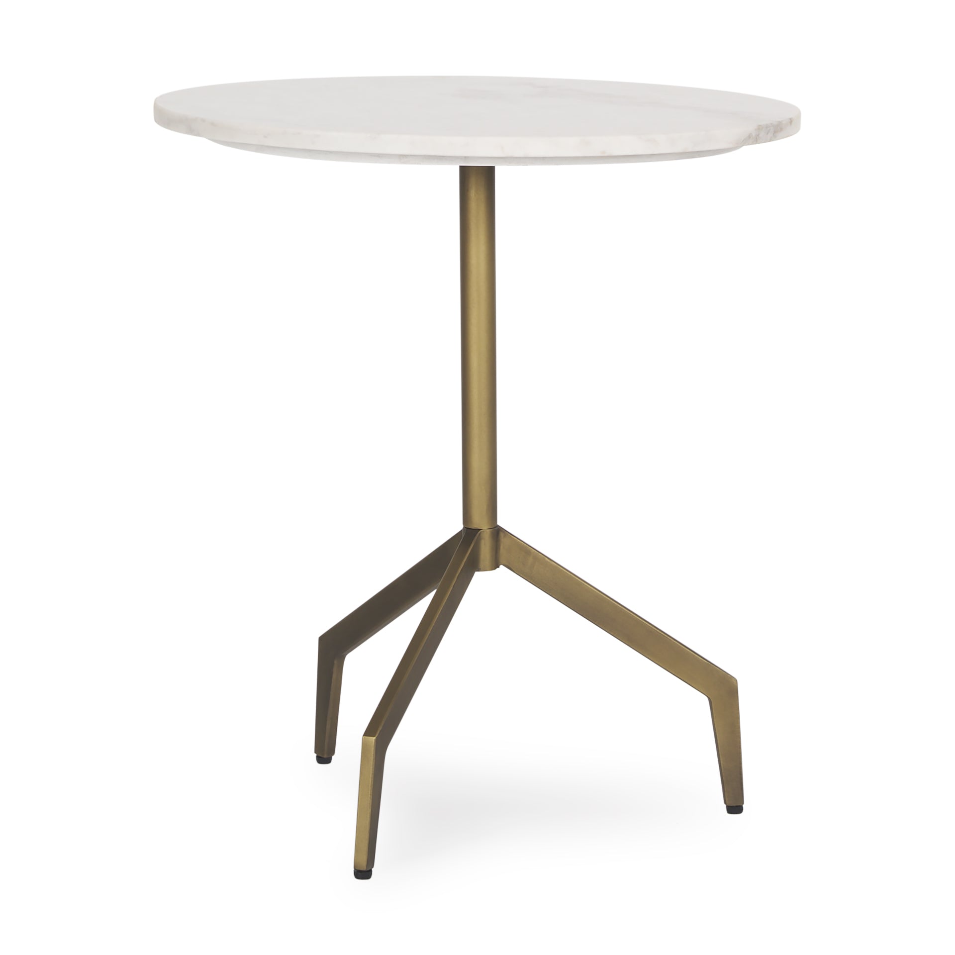 Serre Marble Top 3 Prong Gold Metal Base End Table - Central Designs