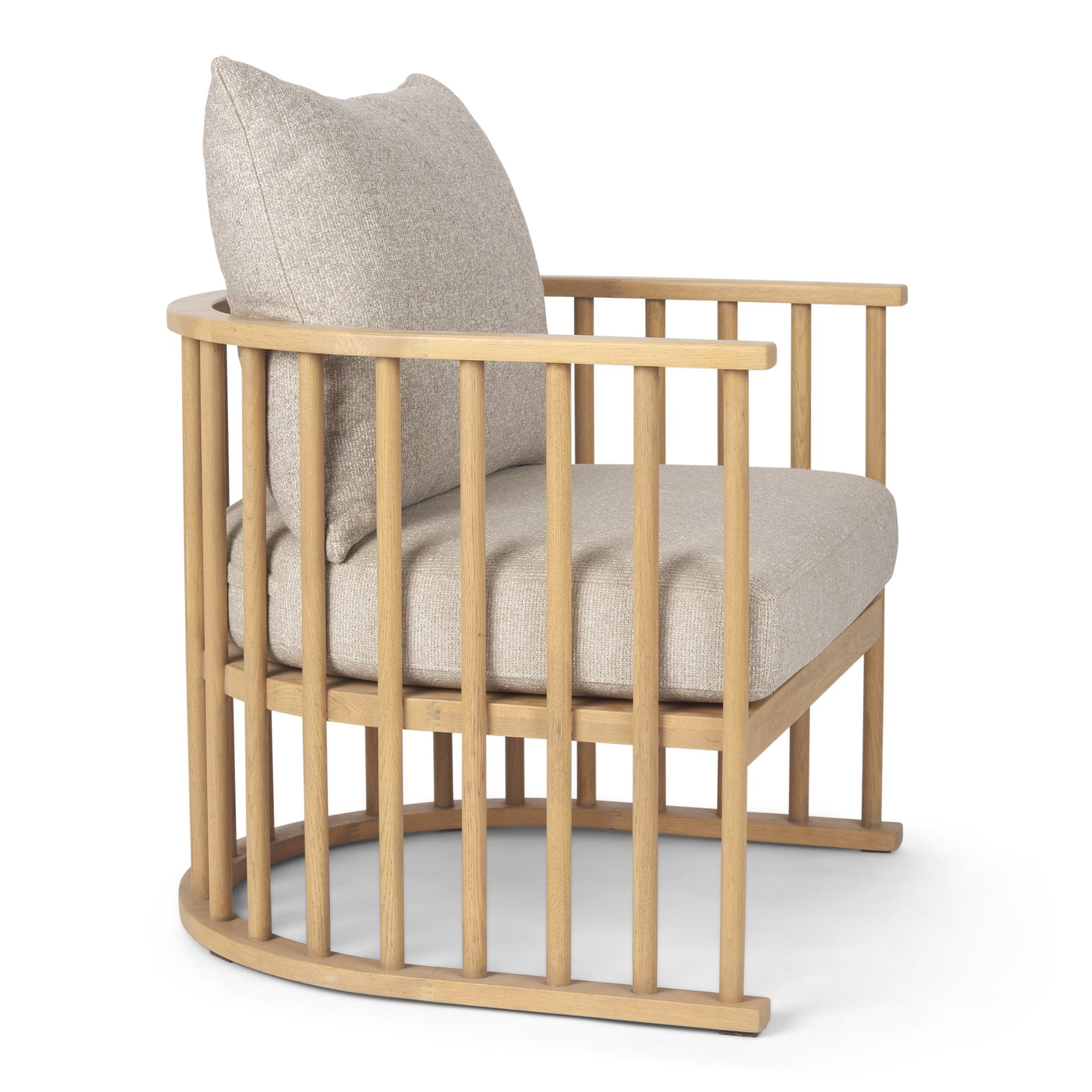 Kopari Beige Fabric W/Light Brown Wood Accent Chair - Central Designs