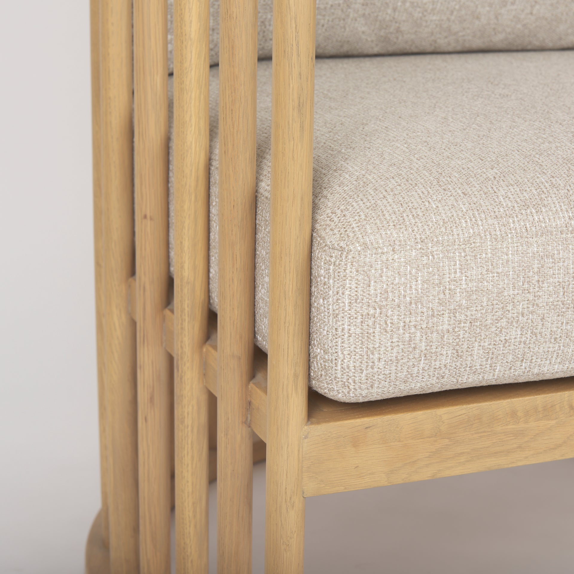 Kopari Beige Fabric W/Light Brown Wood Accent Chair - Central Designs