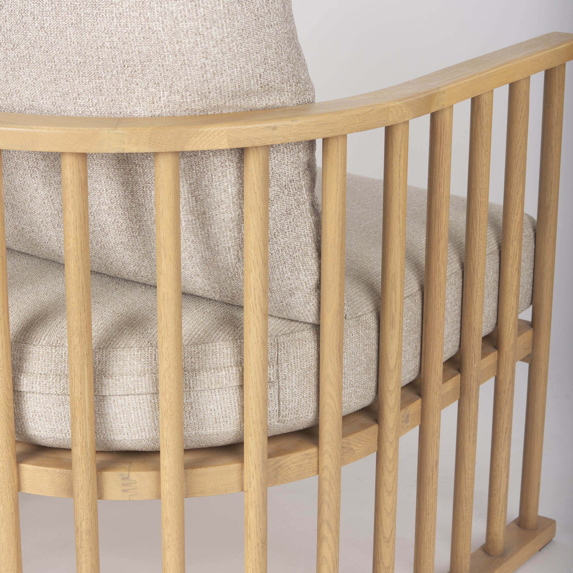 Kopari Beige Fabric W/Light Brown Wood Accent Chair - Central Designs