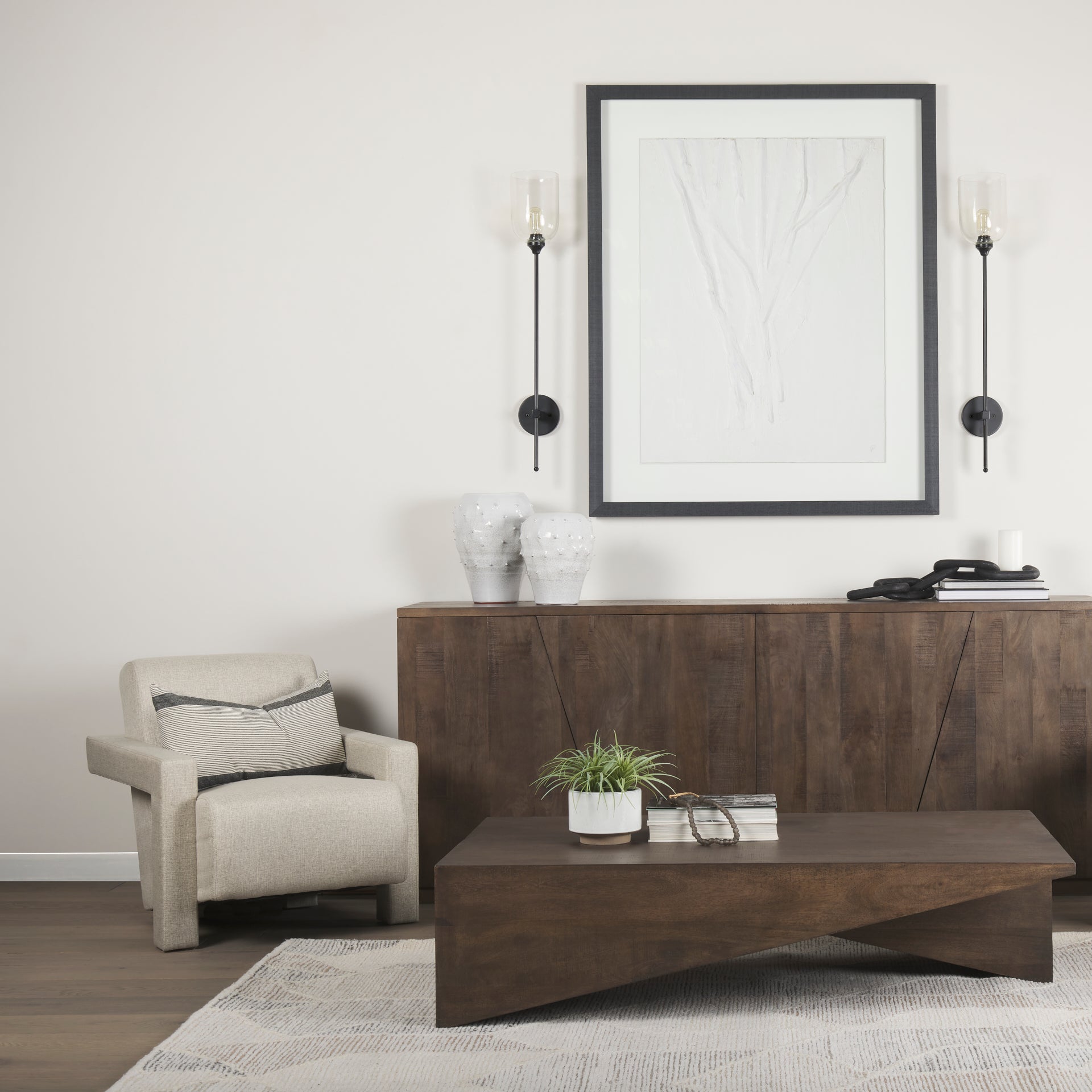 West 55L x 32W x 14H Medium Brown Wooden Angled Coffee Table - Central Designs