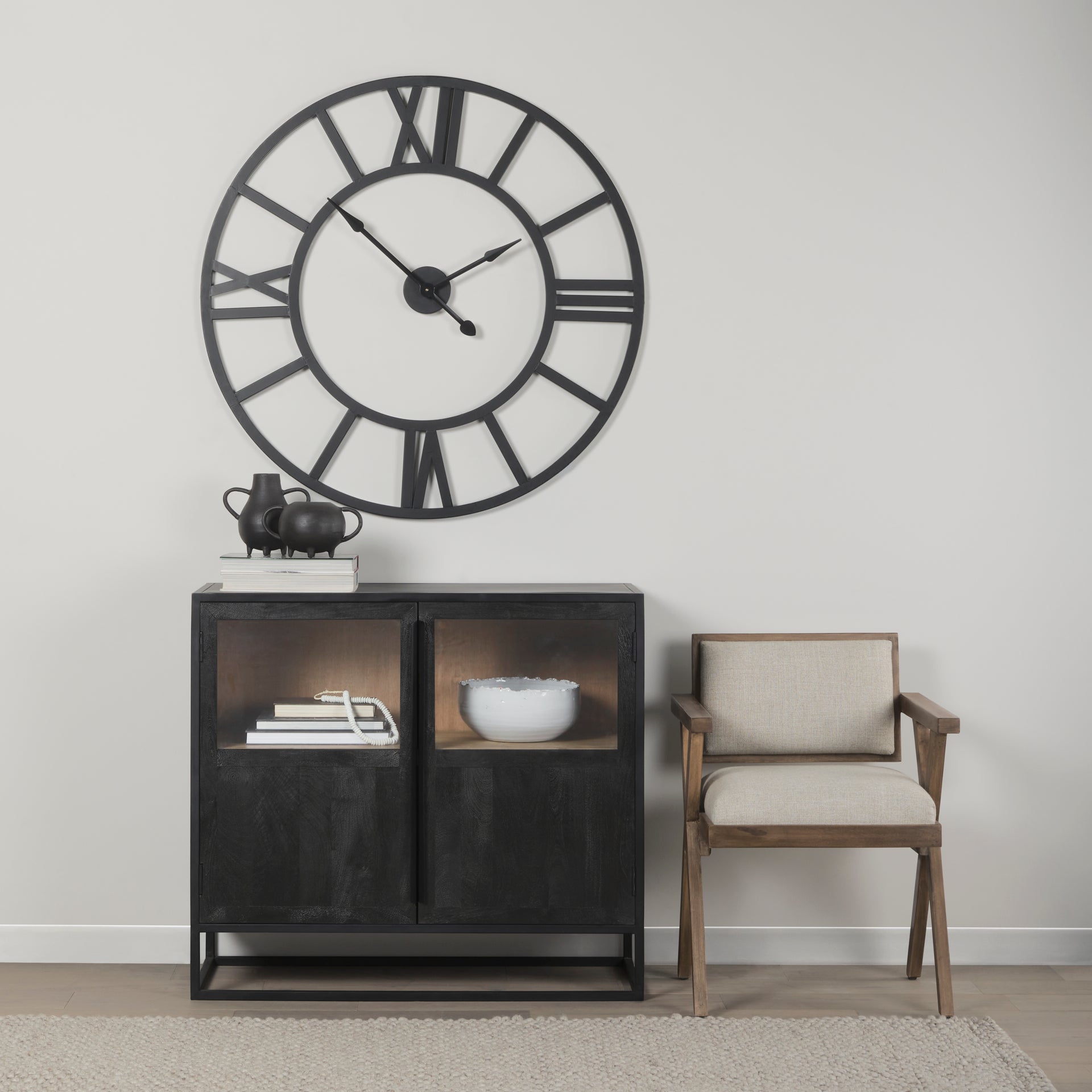 Sloan Black Wood W/Black Metal Frame Accent Cabinet - Central Designs