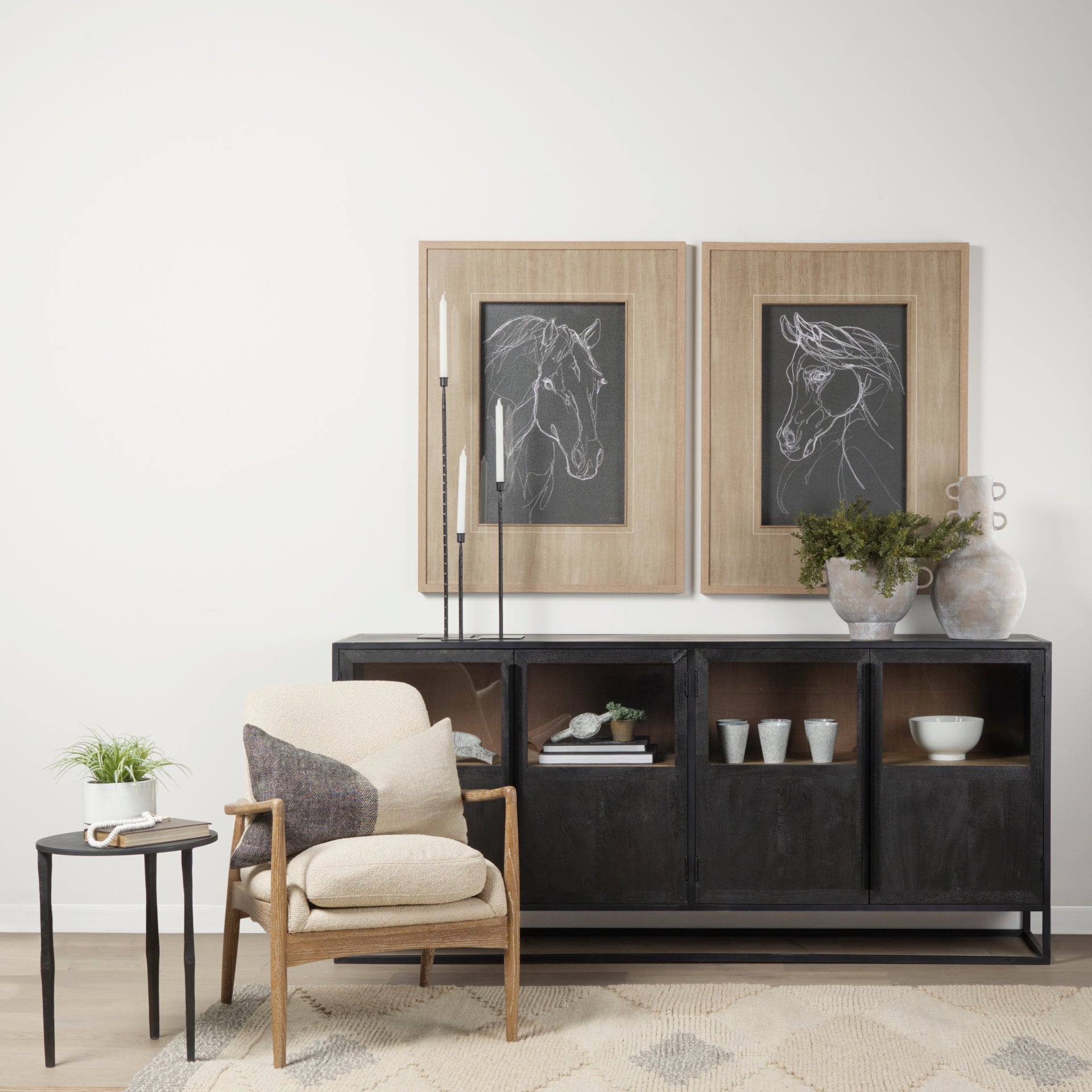 Timothy 16.0L x 16.0W X 20.0H Ebony Black Iron Side Table - Central Designs