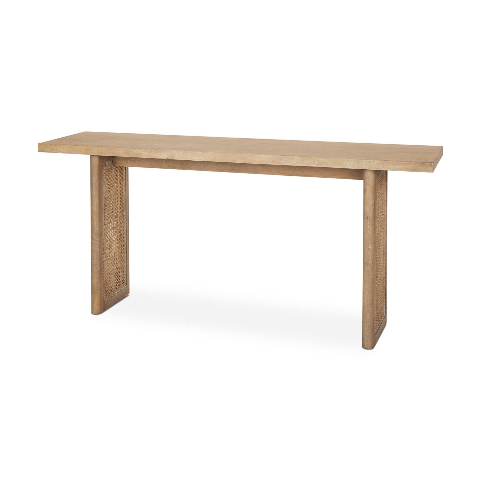 Grier 65" Light Brown Solid Wood w/ Cane Console Table - Central Designs
