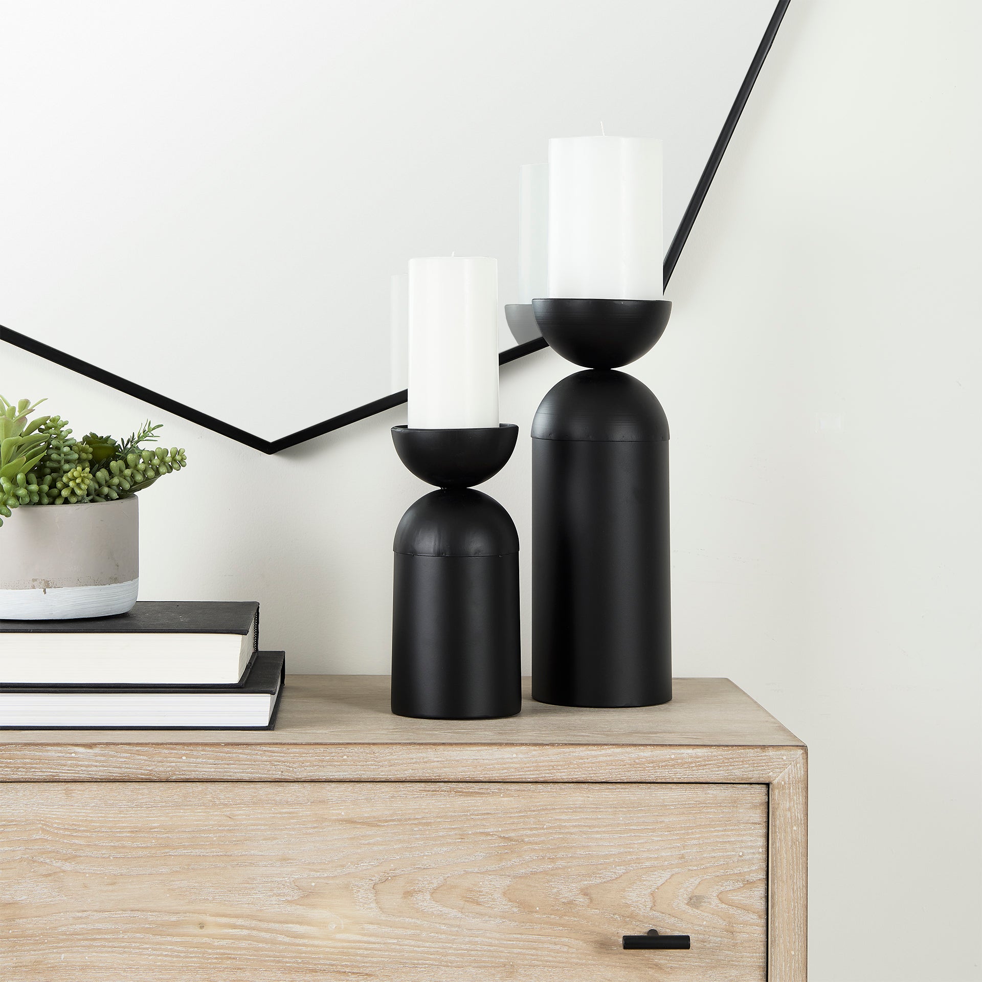 Alex Small Black Metal Cylindrical Table Candle Holder - Central Designs
