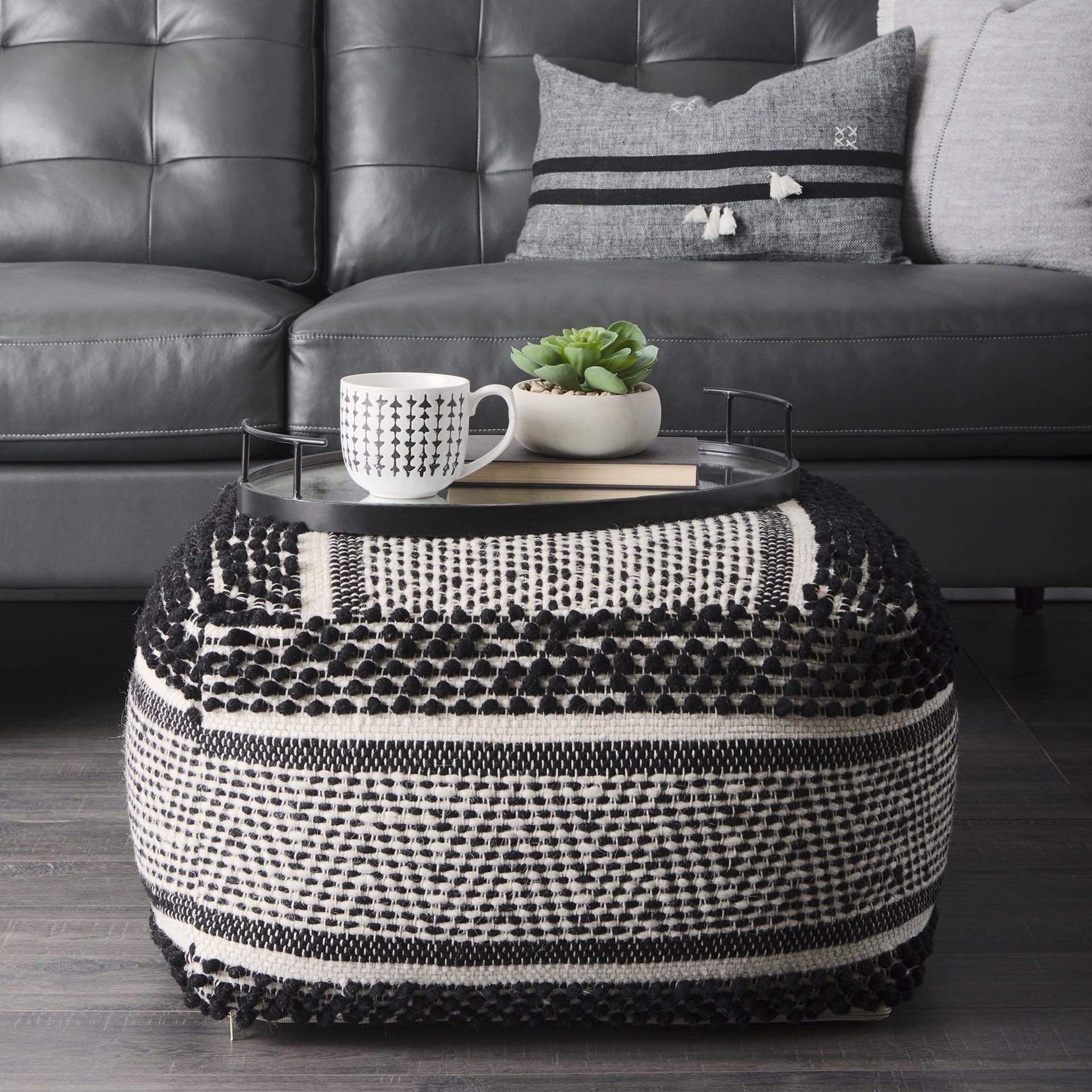 Ansel 20L x 14W Black Metal Mirrored Bottom Oval Serving Tray - Central Designs