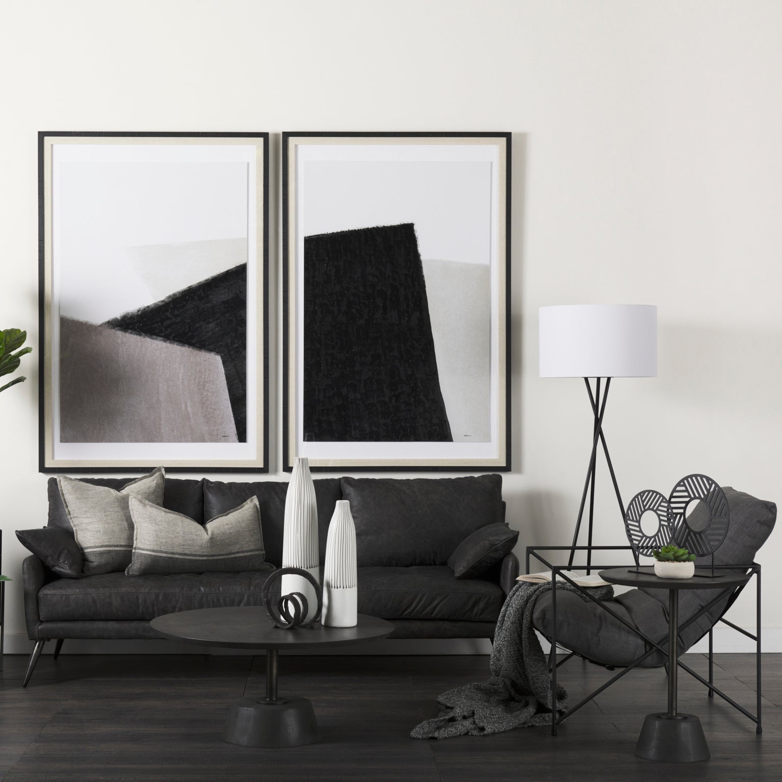 Leonidas 28.5L x 29.5W x 34.0H Black Faux Leather Seat W/ Black Metal Frame Accent Chair - Central Designs