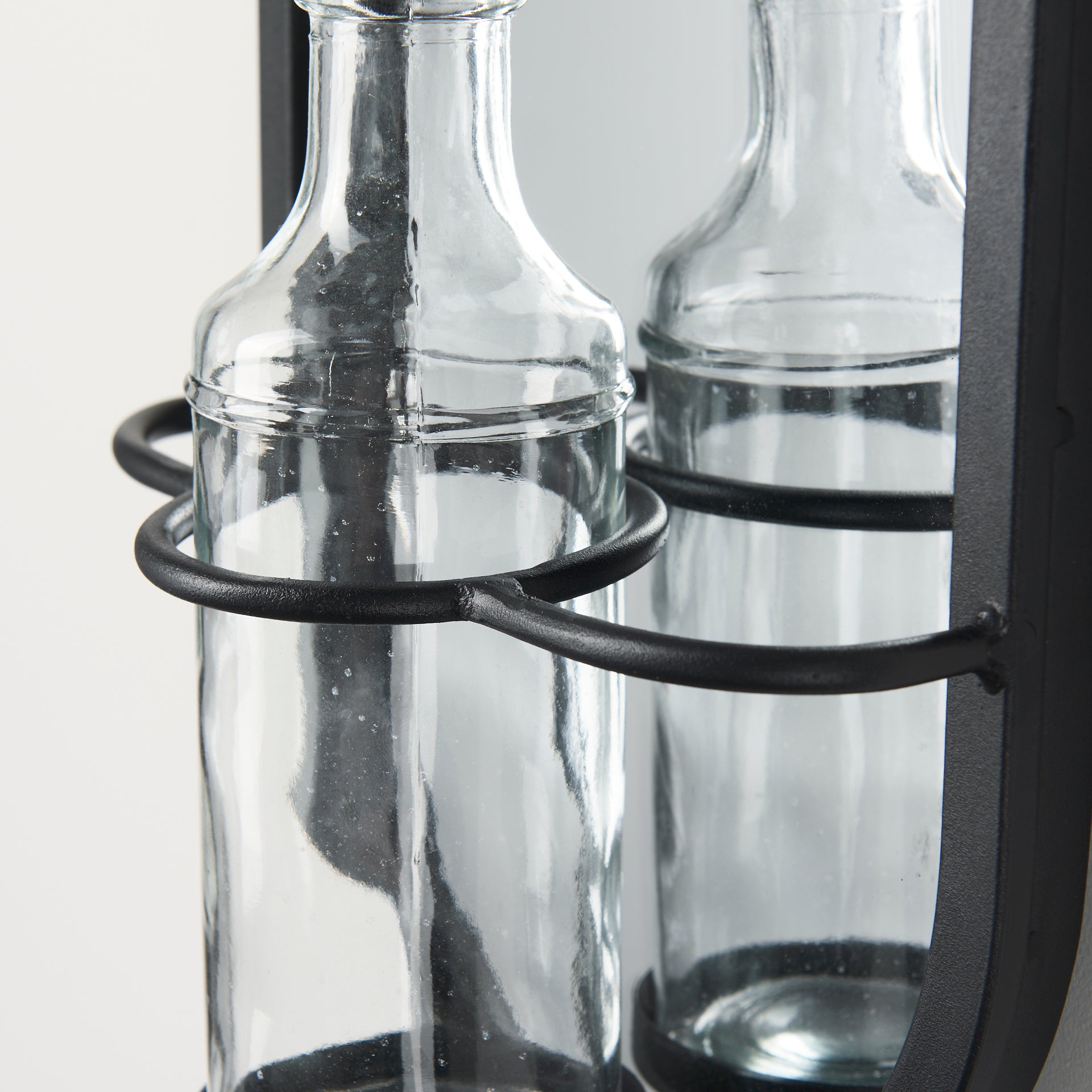 Katherine Wall Mounted Mirror w Glass Bottle for Botanicals or Floral - Central Designs
