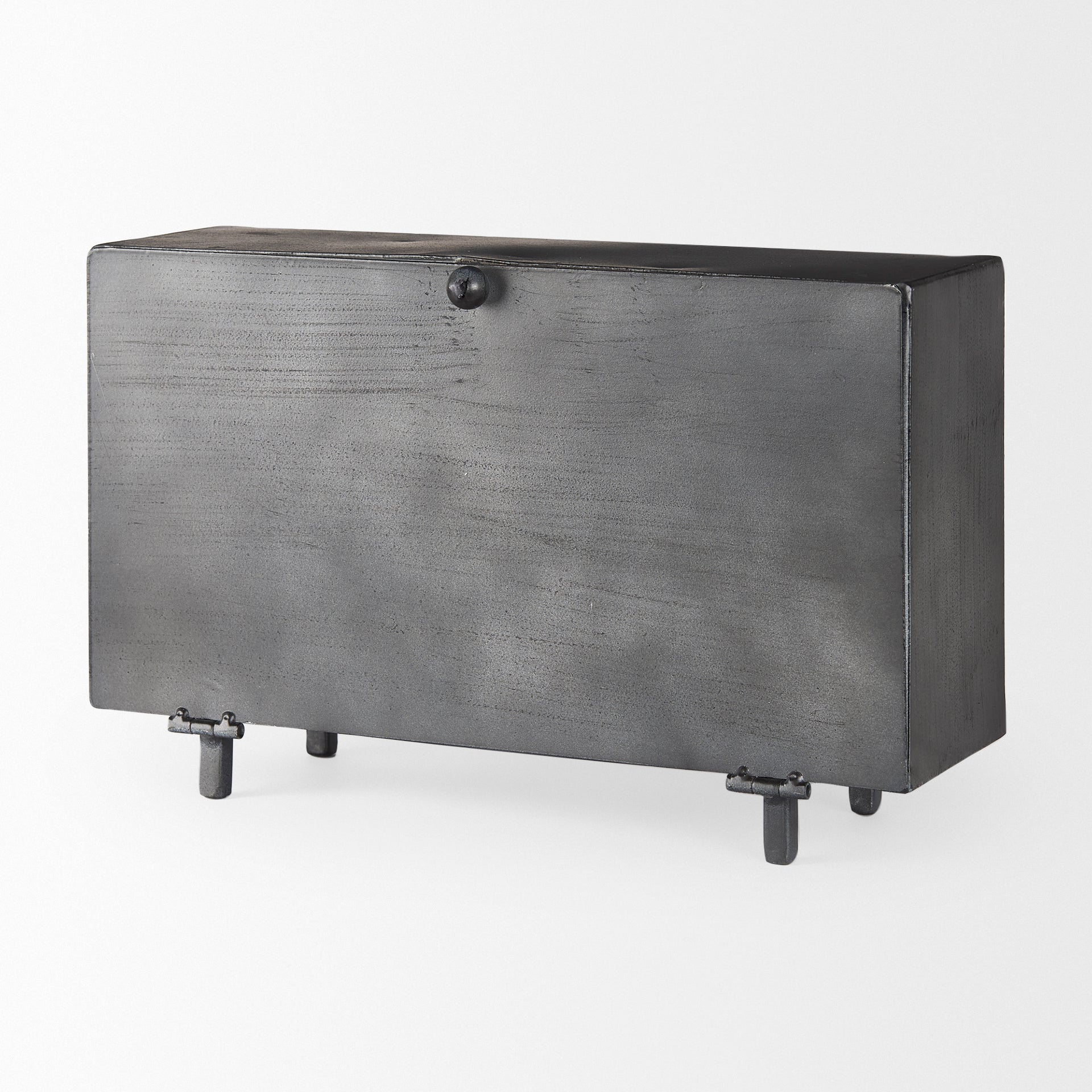 Harvey 13.0L x 4.5W x 8.1H Black Metal and Wood Rectangular Table Clock - Central Designs