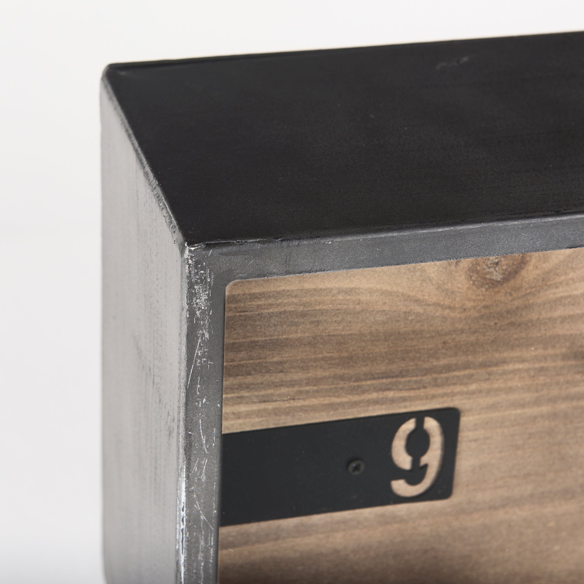 Harvey 13.0L x 4.5W x 8.1H Black Metal and Wood Rectangular Table Clock - Central Designs