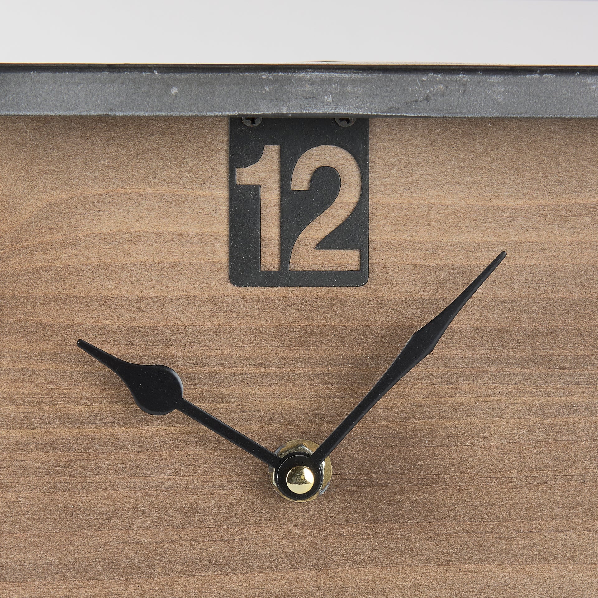 Harvey 13.0L x 4.5W x 8.1H Black Metal and Wood Rectangular Table Clock - Central Designs