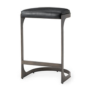 Tyson 17L x 18W x 28H Black Leather W/ Metal Frame Counter Stool - Central Designs