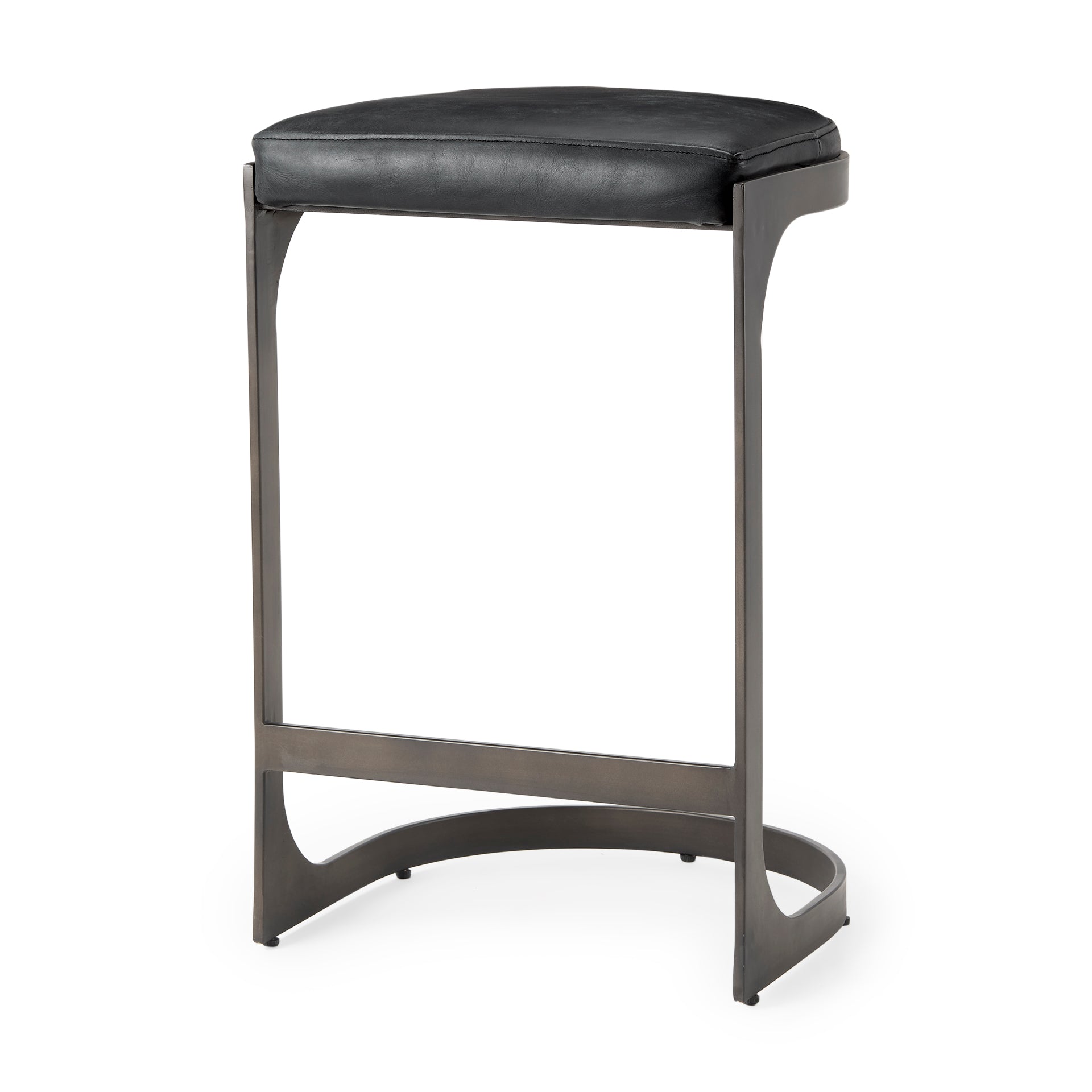 Tyson 17L x 18W x 28H Black Leather W/ Metal Frame Counter Stool - Central Designs