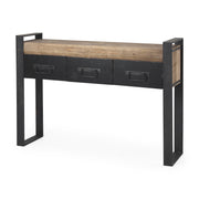 Carga 48L x 12W Black Metal Frame Brown Wooden Top Console Table W/Storage - Central Designs