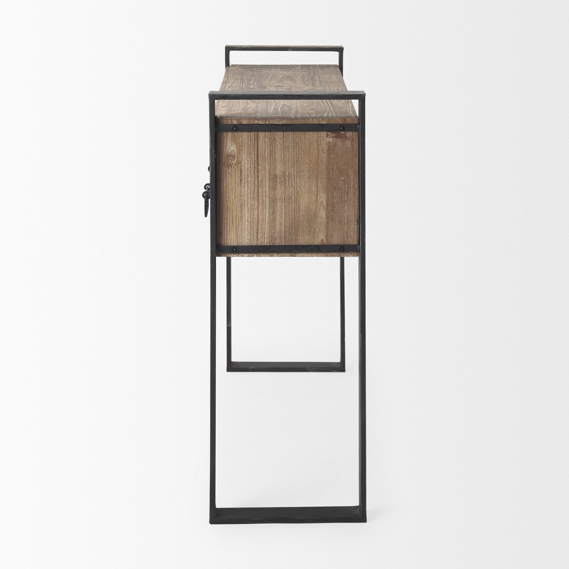 Carga 48L x 12W Black Metal Frame Brown Wooden Top Console Table W/Storage - Central Designs