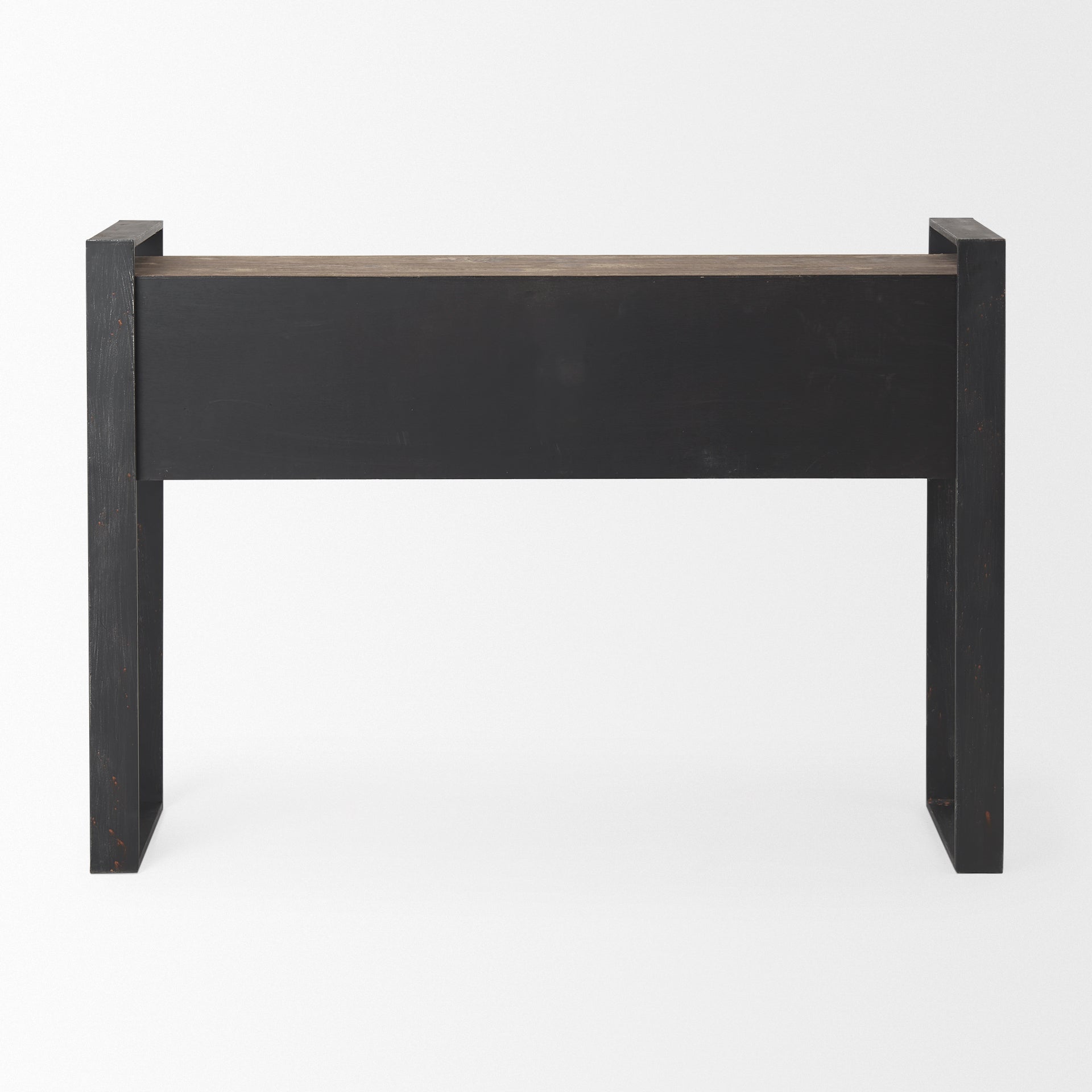 Carga 48L x 12W Black Metal Frame Brown Wooden Top Console Table W/Storage - Central Designs