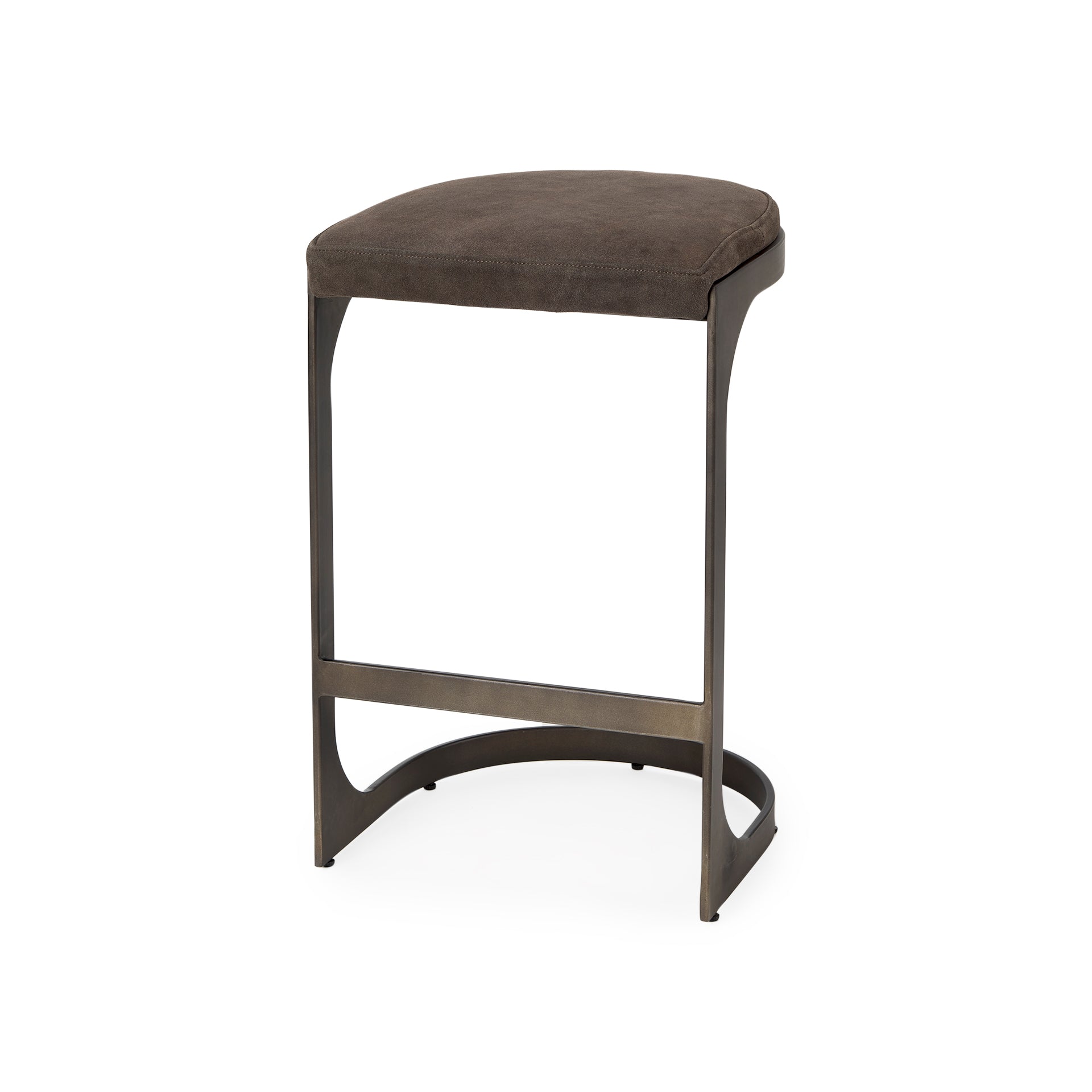 Tyson 17L x 18W x 28H Brown/Gray Suede W/ Metal Frame Counter Stool - Central Designs