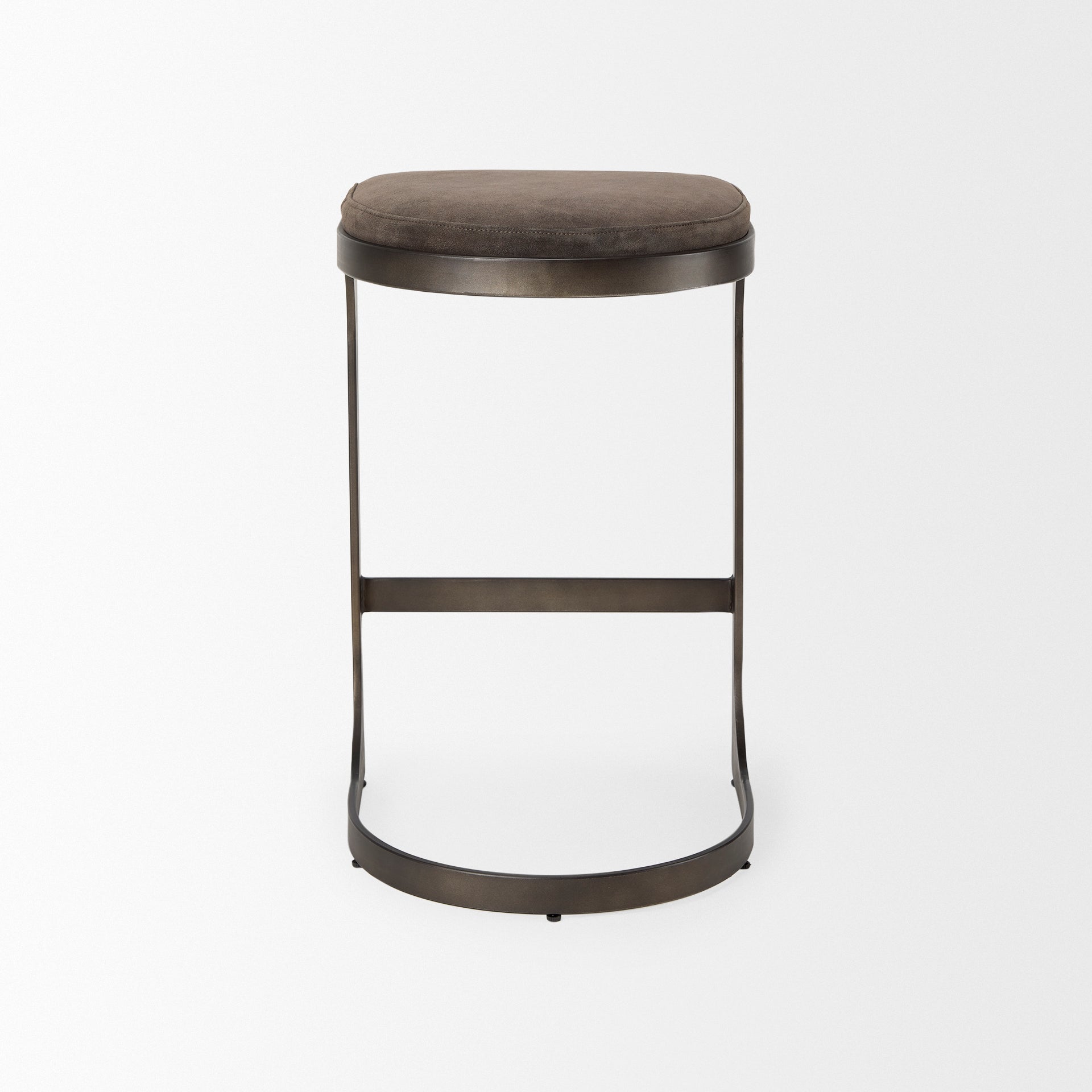 Tyson 17L x 18W x 28H Brown/Gray Suede W/ Metal Frame Counter Stool - Central Designs