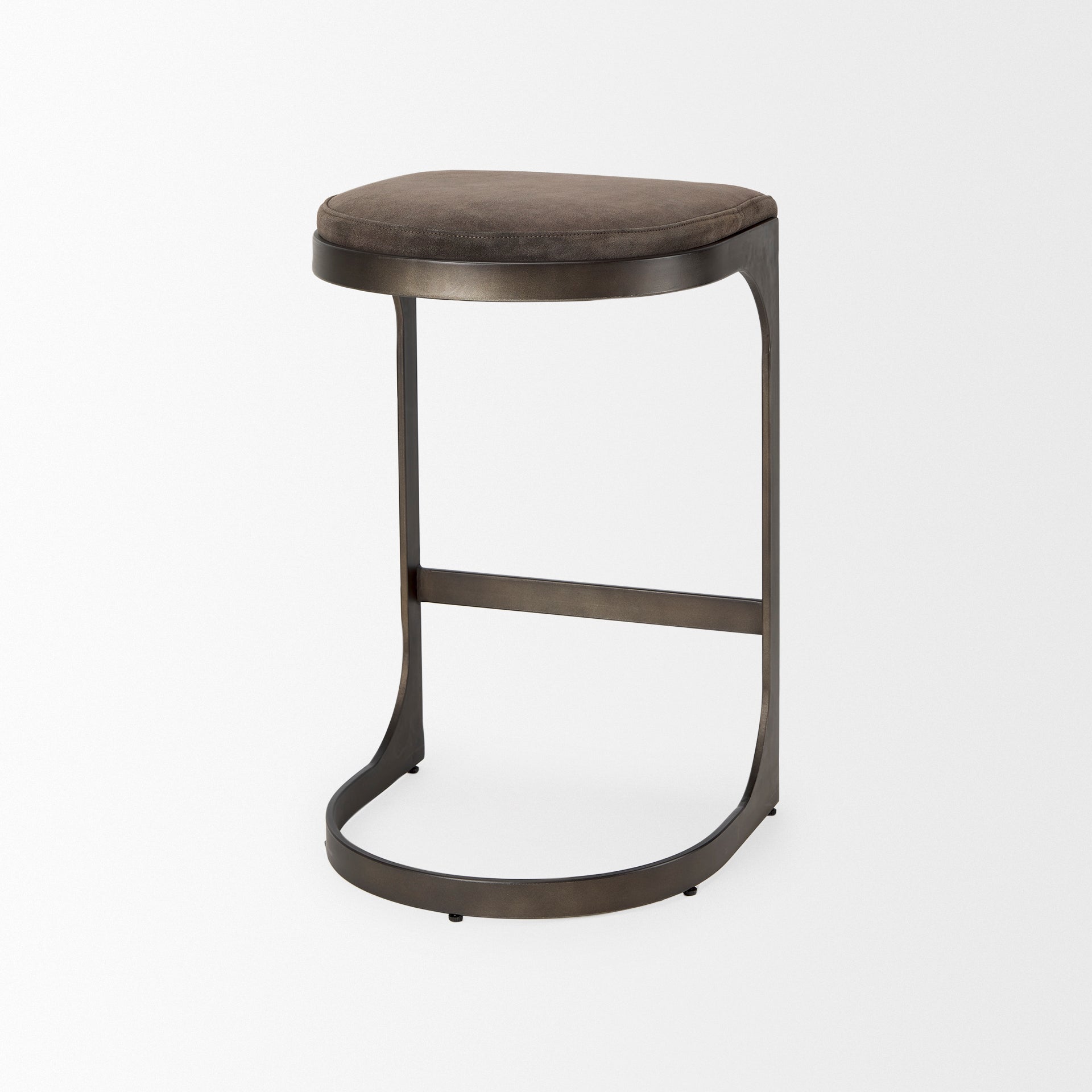 Tyson 17L x 18W x 28H Brown/Gray Suede W/ Metal Frame Counter Stool - Central Designs