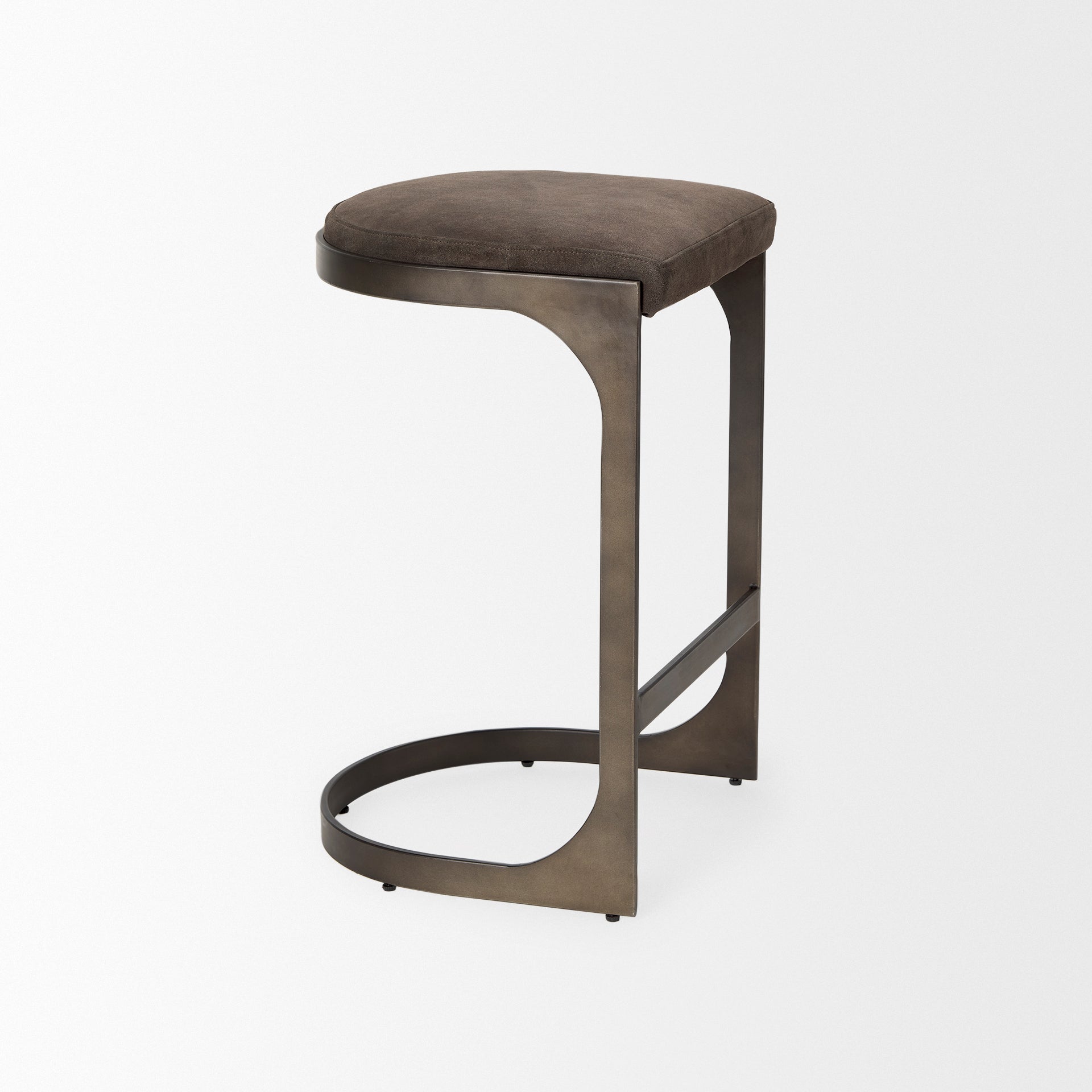 Tyson 17L x 18W x 28H Brown/Gray Suede W/ Metal Frame Counter Stool - Central Designs