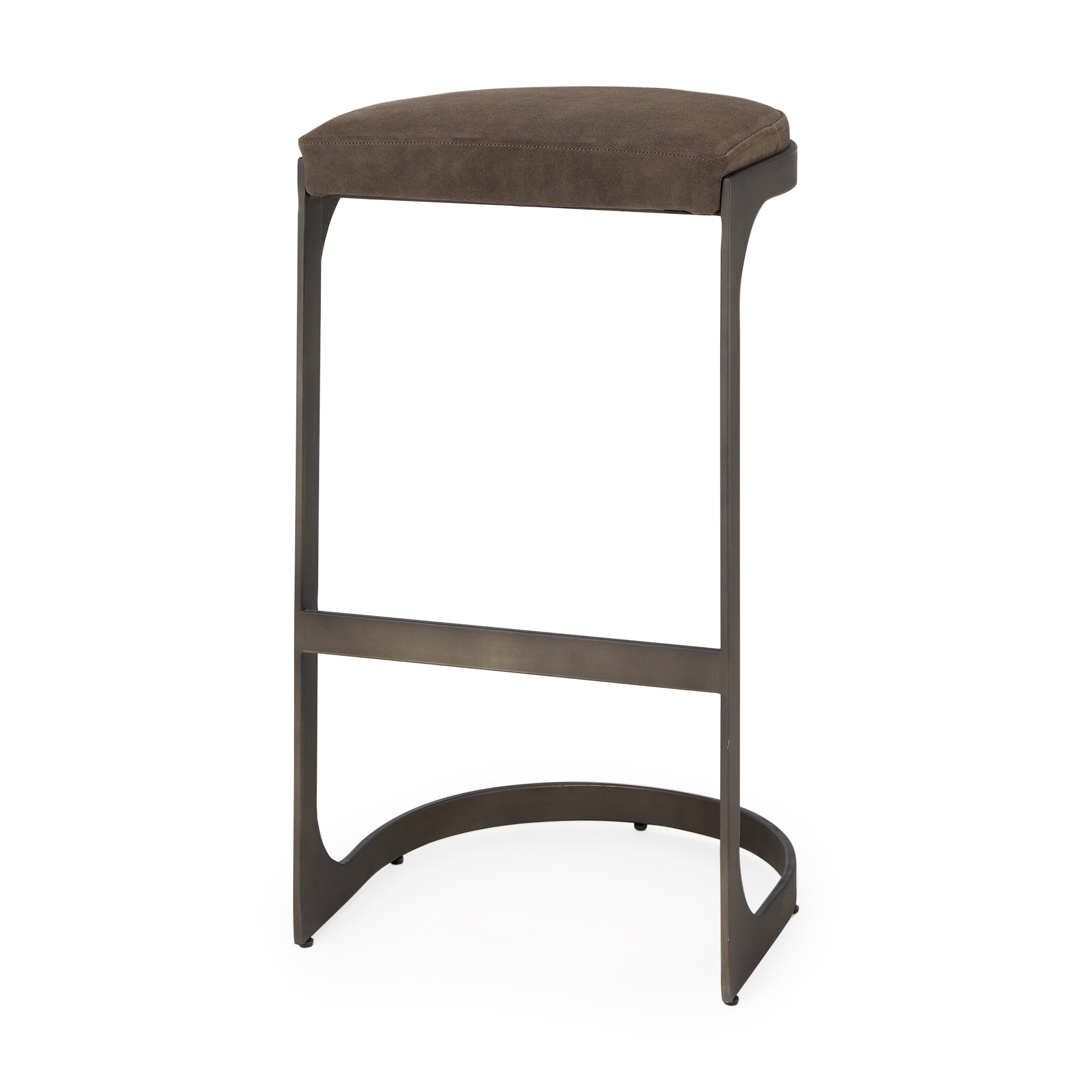 Tyson 17L x 18W x 31H Brown/Gray Suede W/ Metal Frame Bar Stool - Central Designs