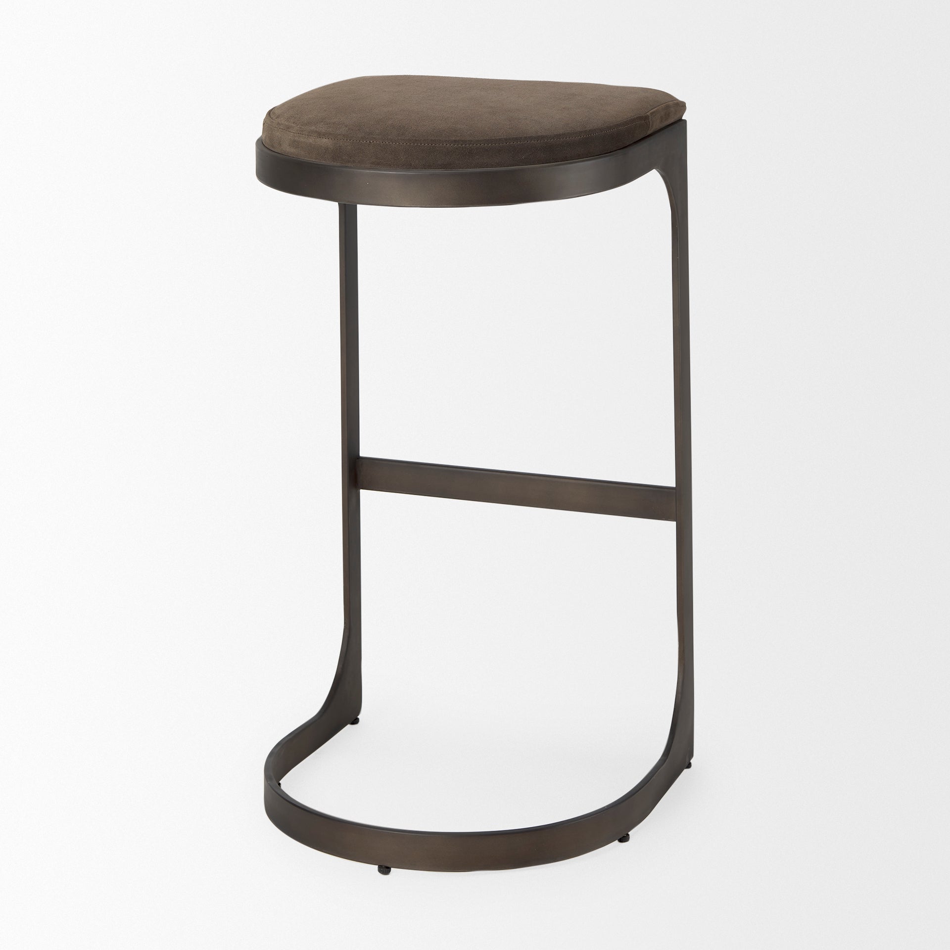 Tyson 17L x 18W x 31H Brown/Gray Suede W/ Metal Frame Bar Stool - Central Designs