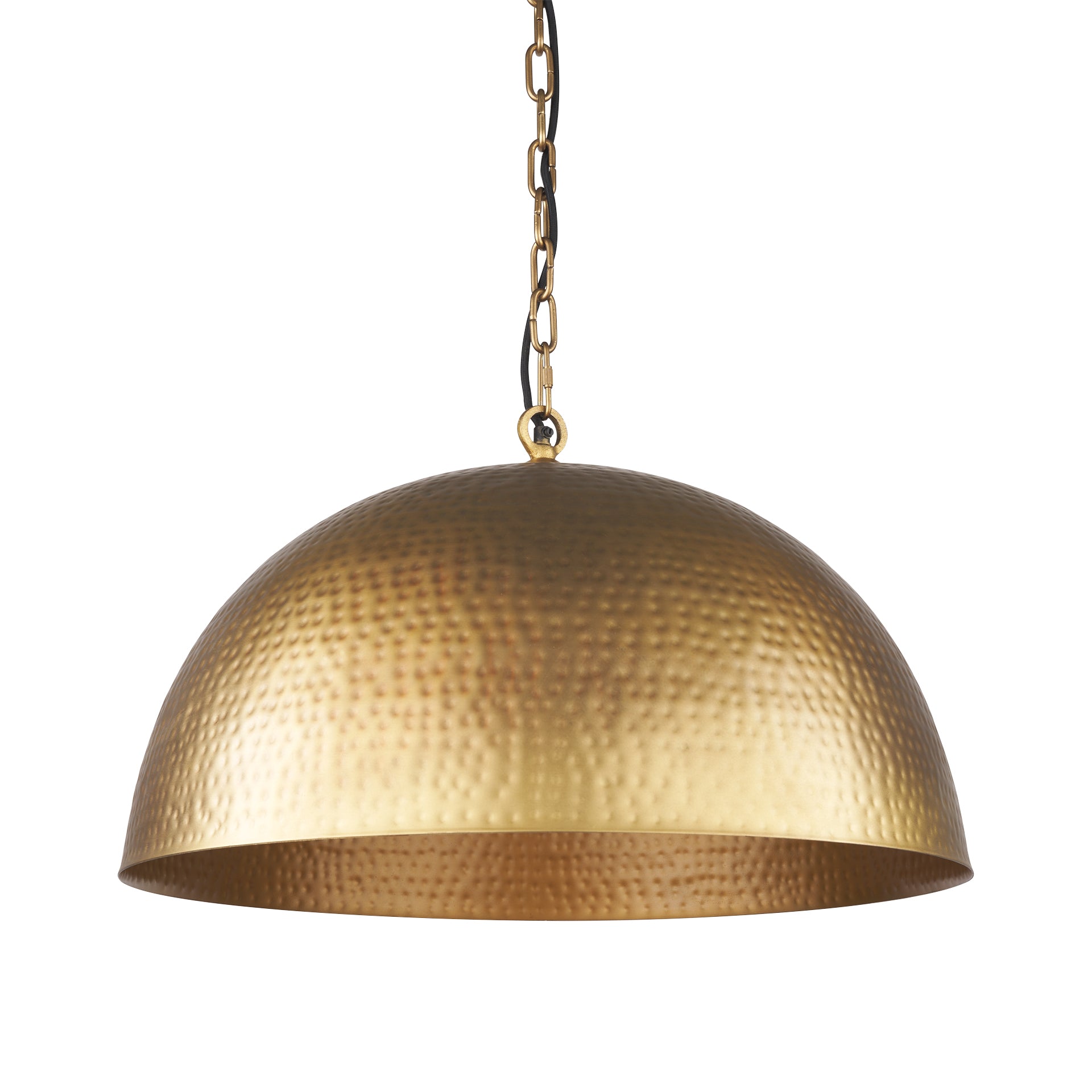 Karina 24" Round Brass - tone Hammered Metal Dome Pendant Light - Central Designs