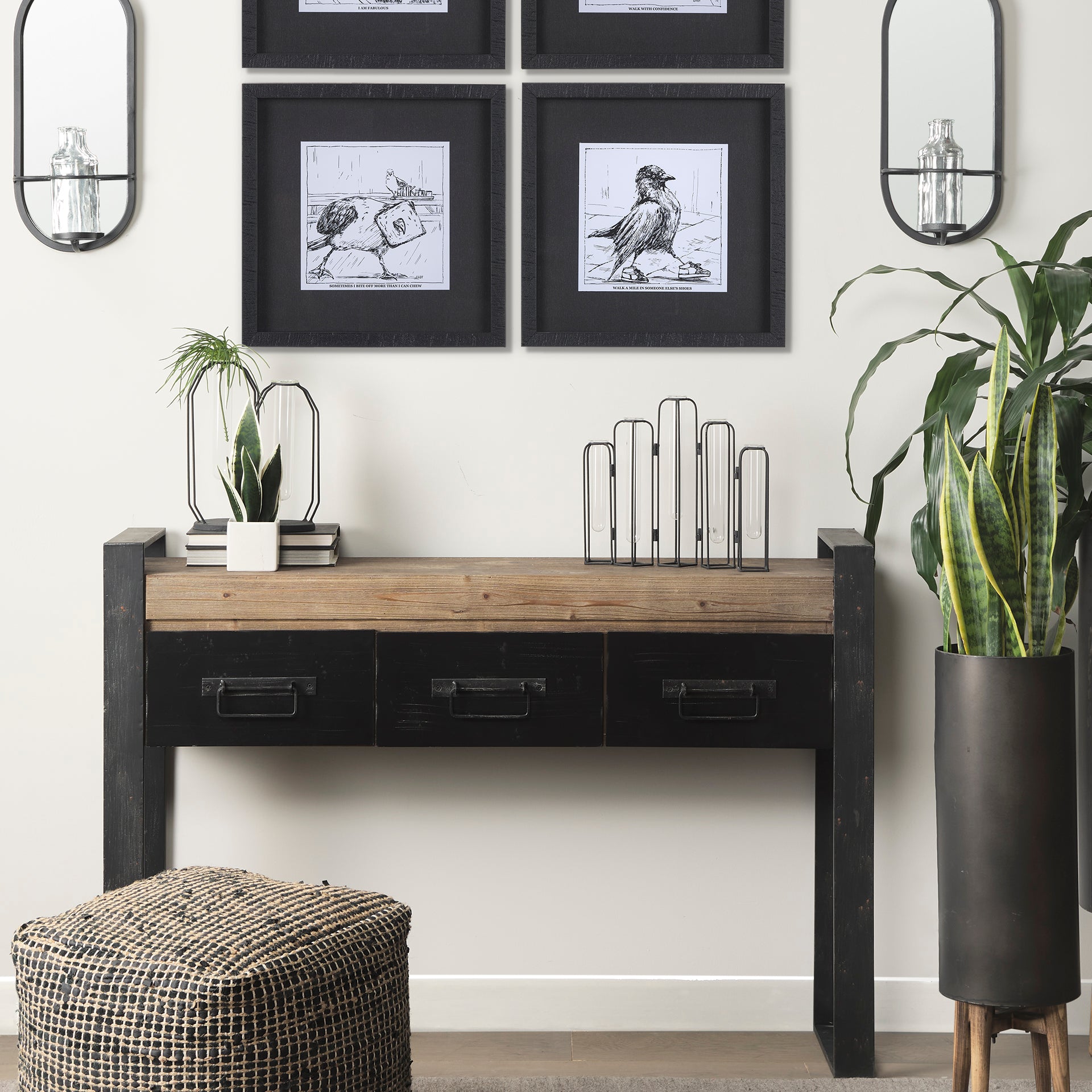 Mila 13.4L x 2.5W x 11.0H Metal and Glass Decorative Accent - Central Designs