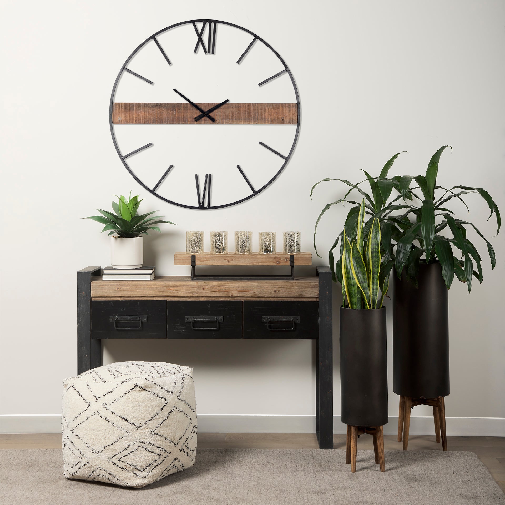 Roman 36" Round Oversize Industrial Wall Clock - Central Designs