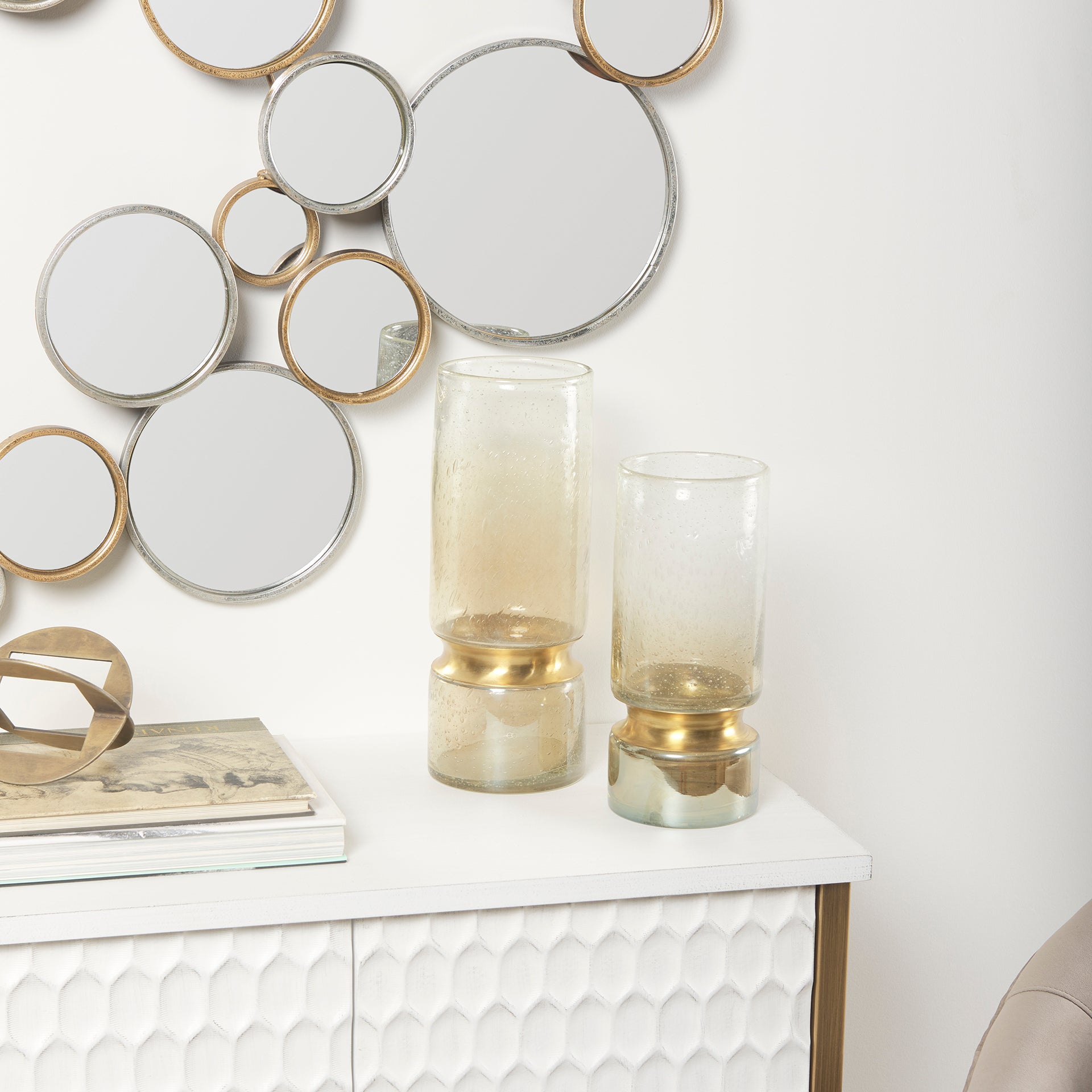 Adriatic II Large Brushed Gold Metal Glass Vase - Central Designs