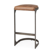 Tyson 17L x 18W x 31H Brown Leather W/ Metal Frame Bar Stool - Central Designs