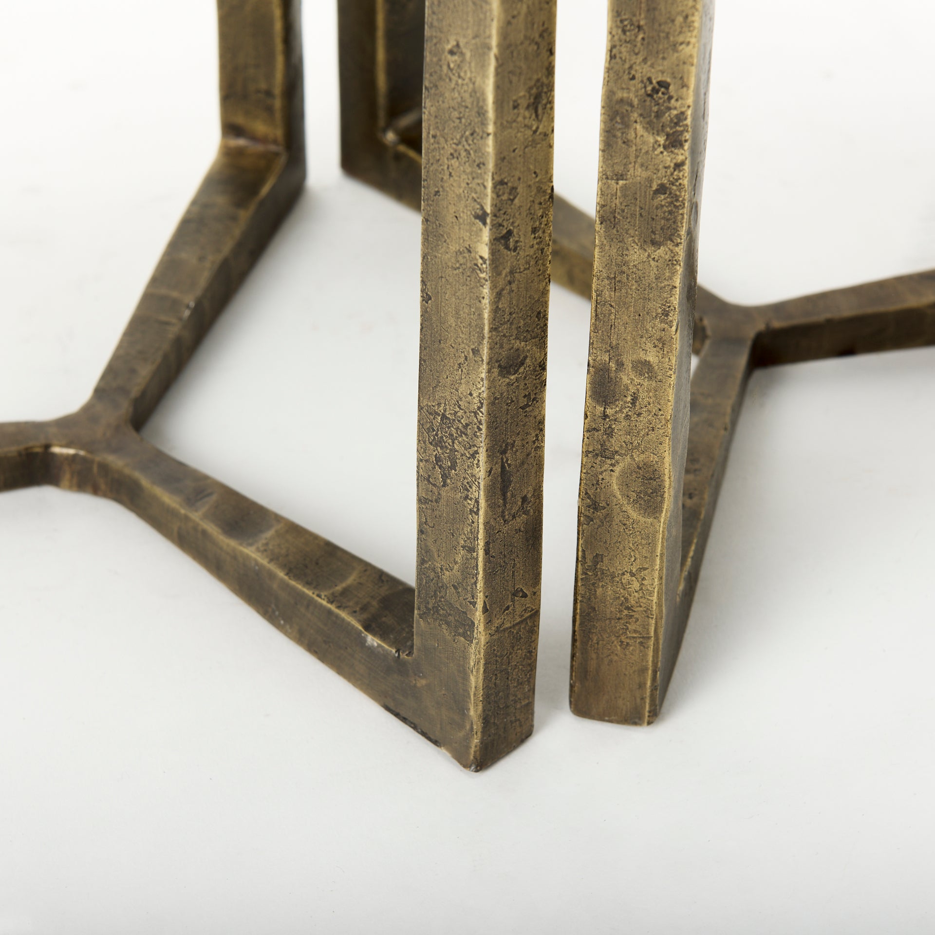Atticus Black Wood and Antiqued Gold Metal Nesting Accent Tables (Set of 2) - Central Designs