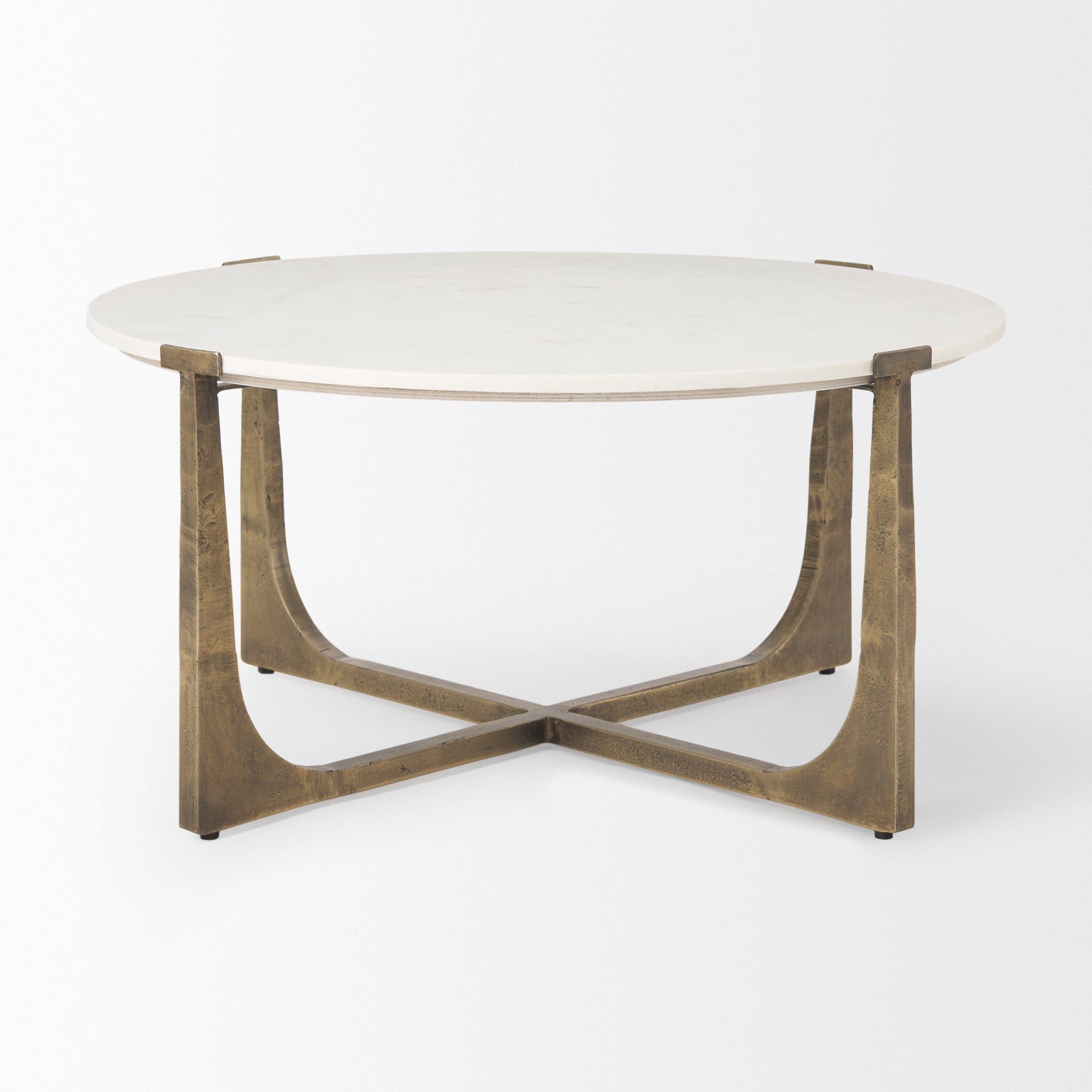 Atticus Marble and Antiqued Gold Metal Coffee Table - Central Designs