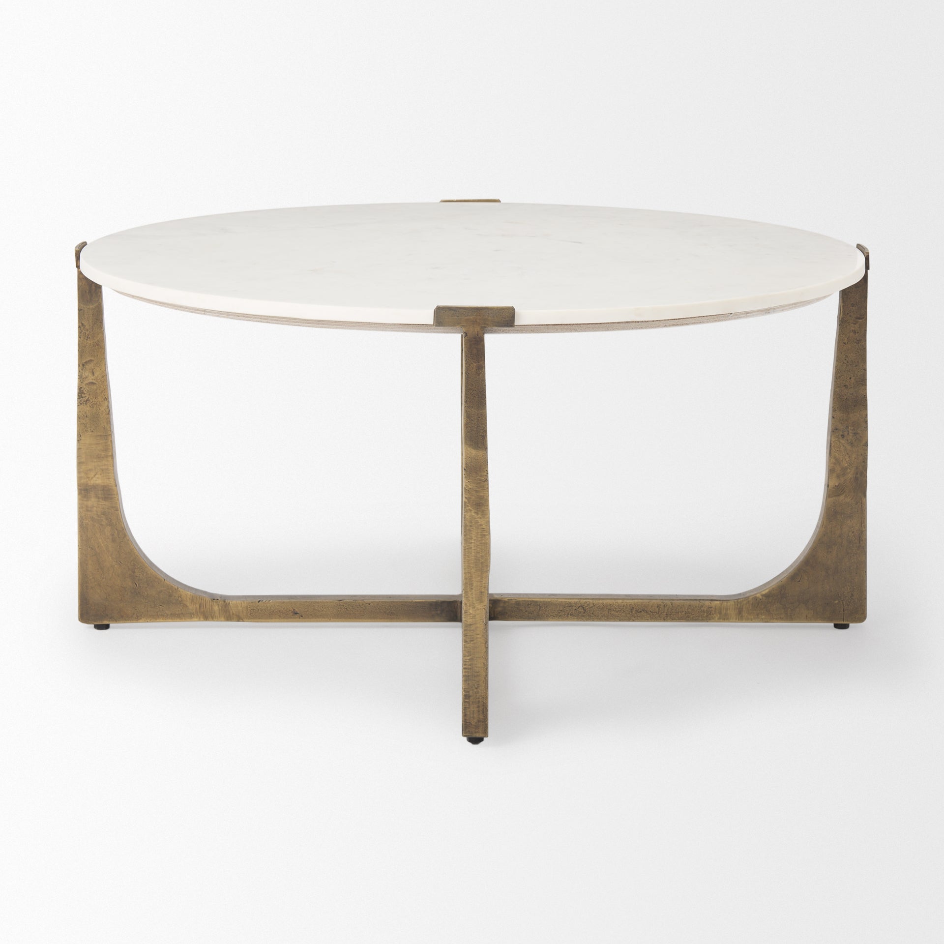 Atticus Marble and Antiqued Gold Metal Coffee Table - Central Designs