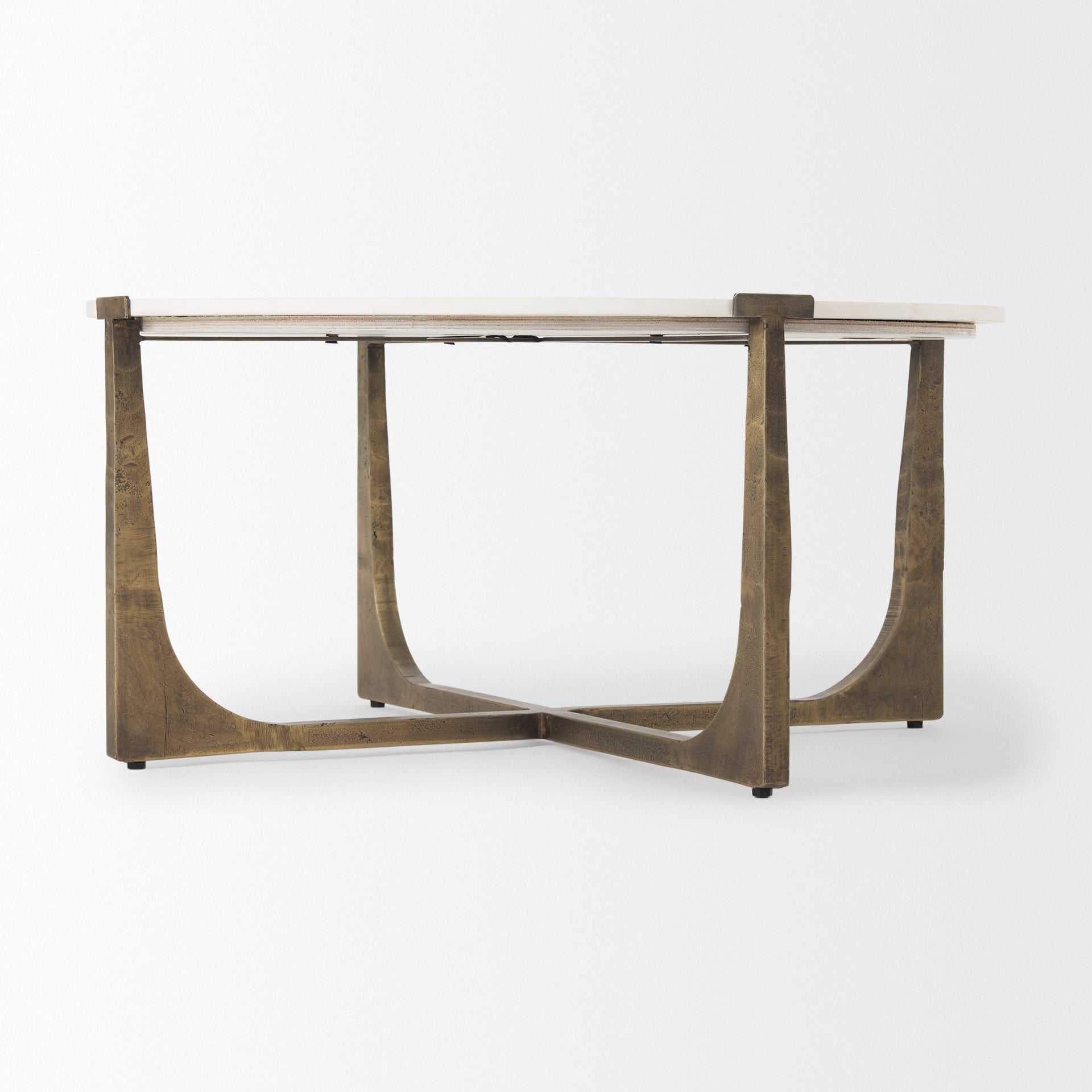 Atticus Marble and Antiqued Gold Metal Coffee Table - Central Designs