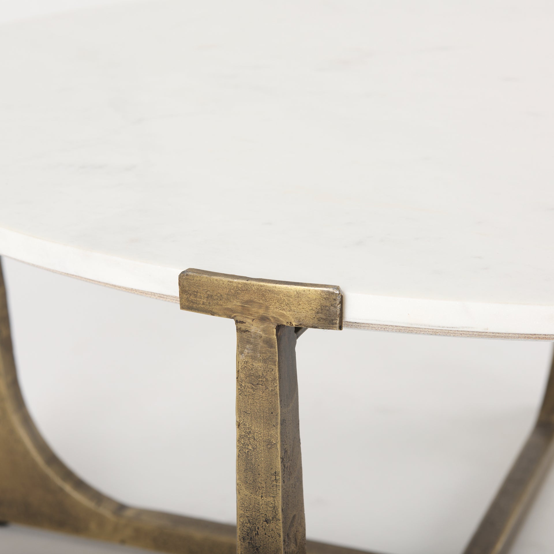 Atticus Marble and Antiqued Gold Metal Coffee Table - Central Designs