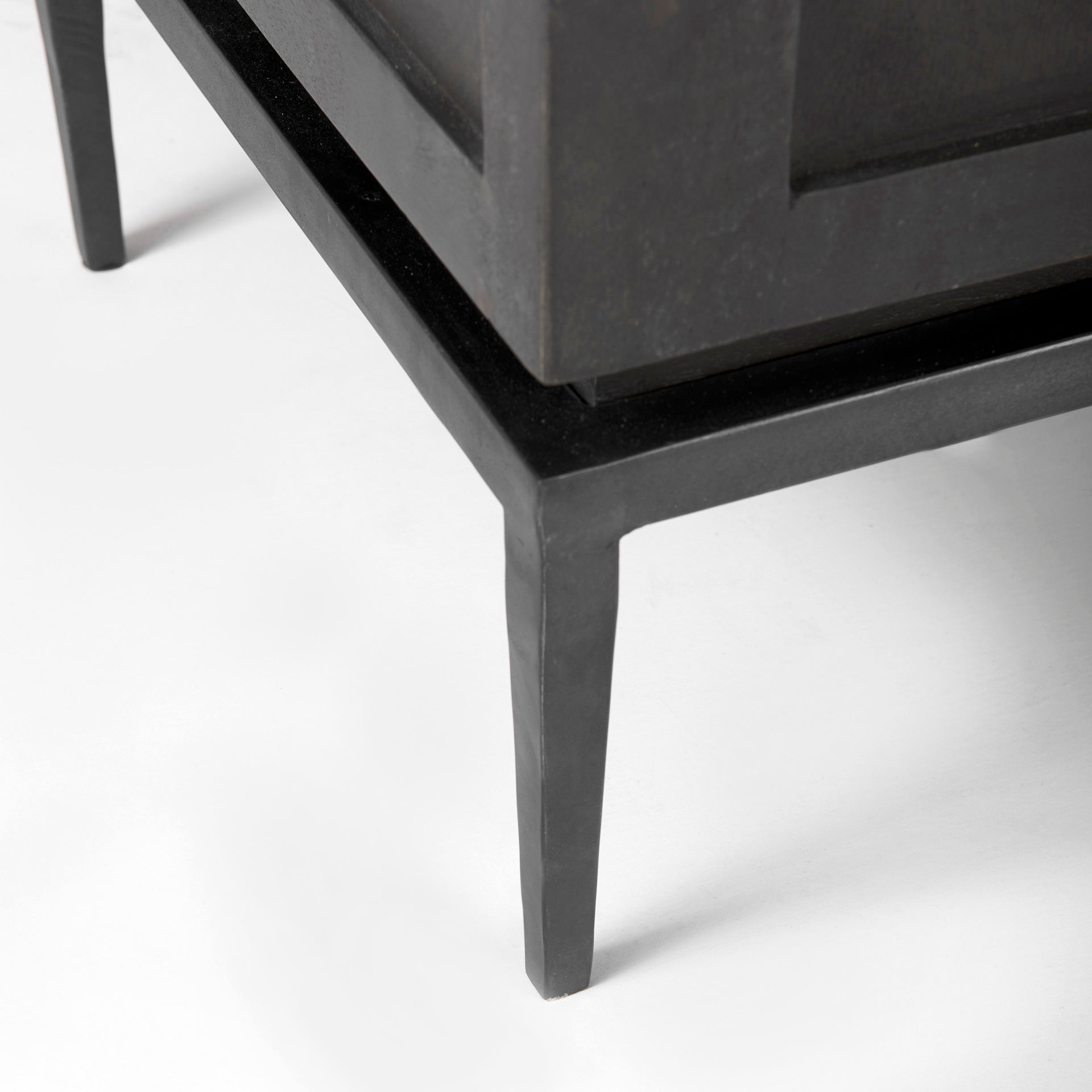 Divina Black - Brown Wood w/ White Marble Top and Black Metal Base Accent Cabinet - Central Designs