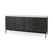 Divina Black - Brown Wood w/ White Marble Top and Black Metal Base Sideboard - Central Designs