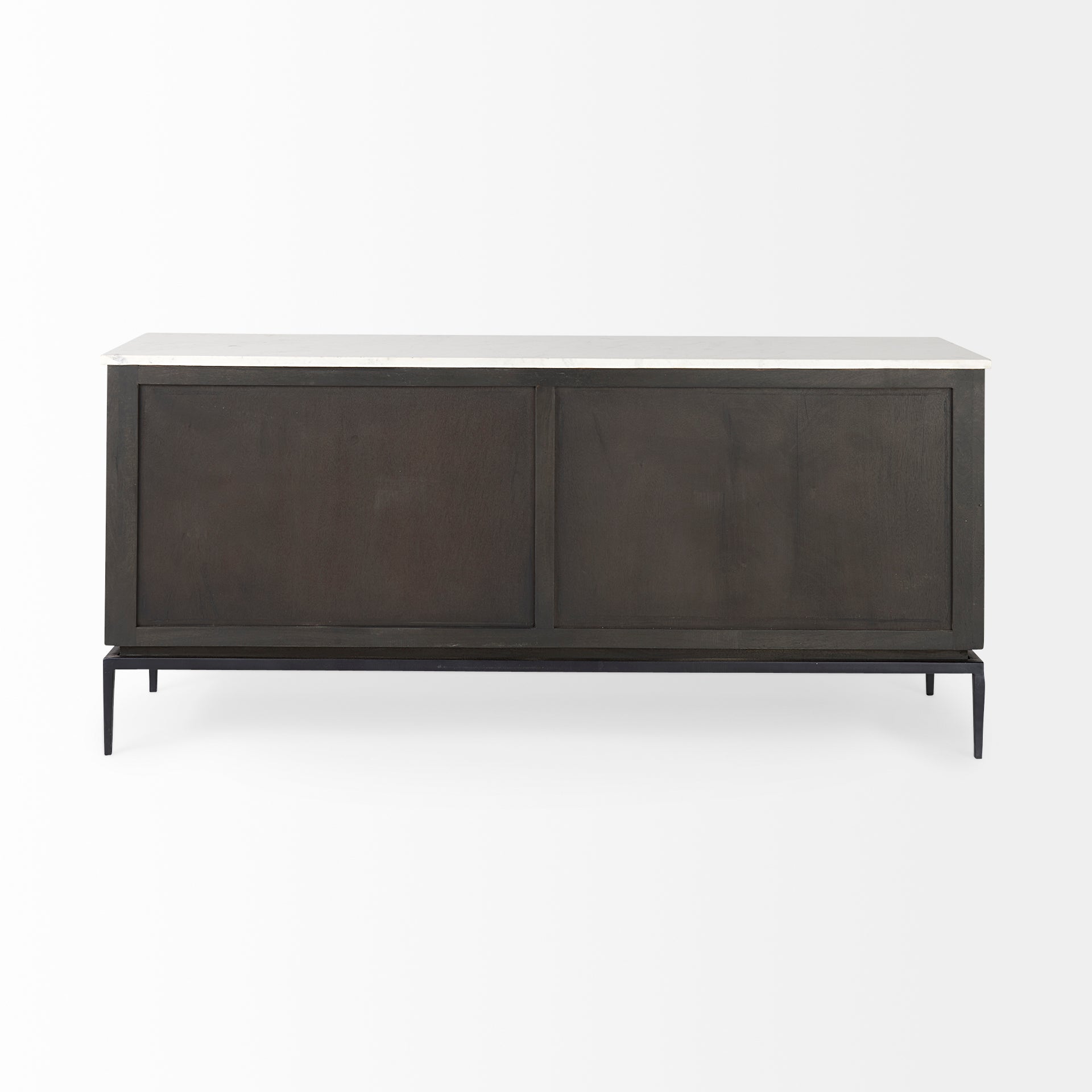 Divina Black - Brown Wood w/ White Marble Top and Black Metal Base Sideboard - Central Designs
