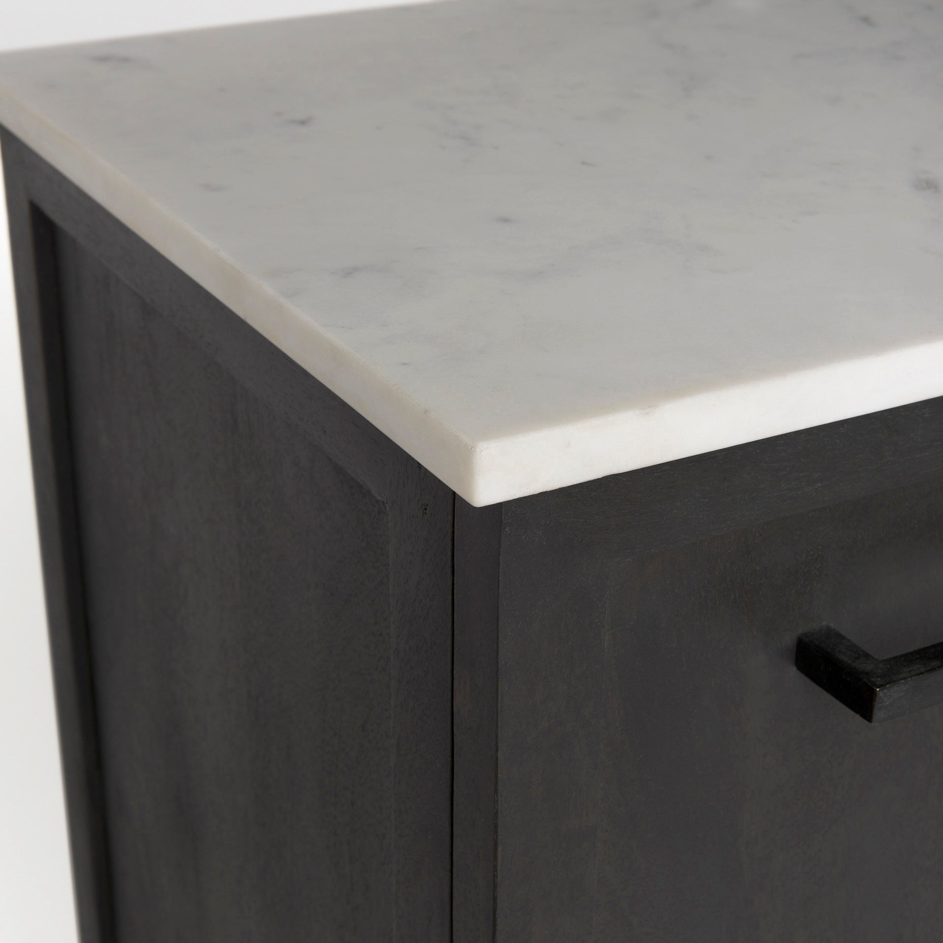 Divina Black - Brown Wood w/ White Marble Top and Black Metal Base Sideboard - Central Designs