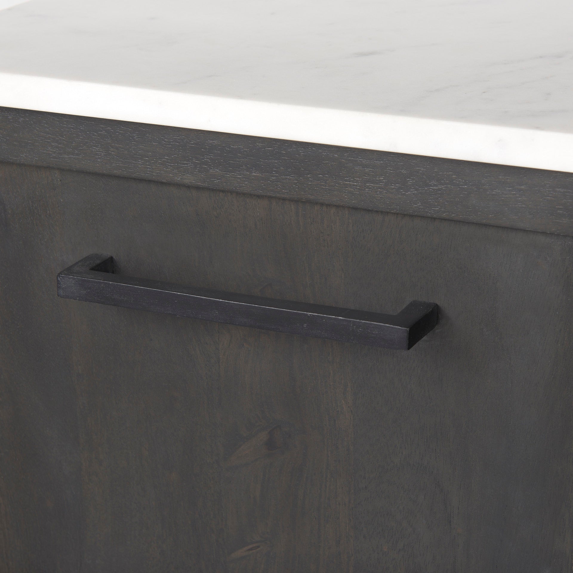 Divina Black - Brown Wood w/ White Marble Top and Black Metal Base Sideboard - Central Designs