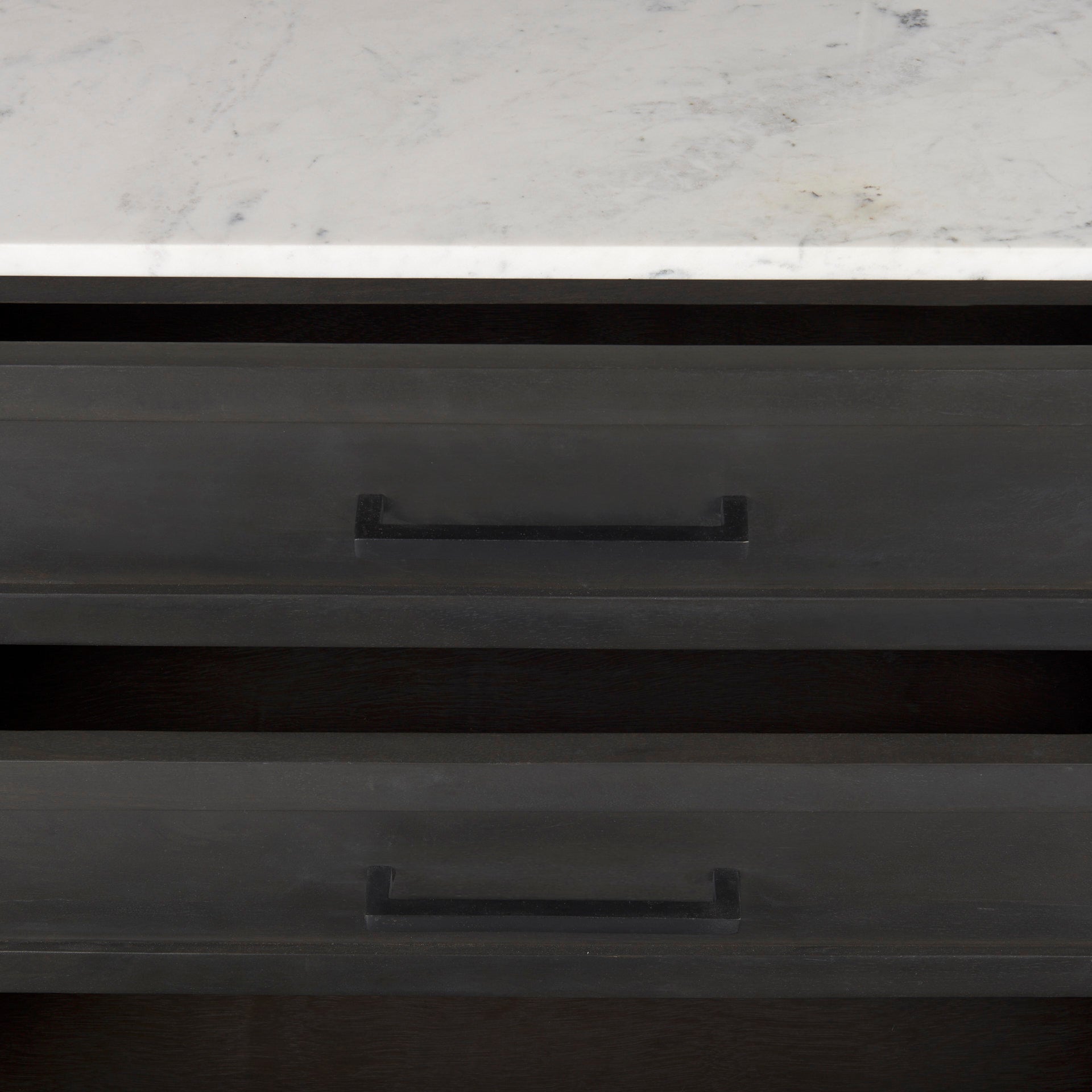 Divina Black - Brown Wood w/ White Marble Top and Black Metal Base Sideboard - Central Designs