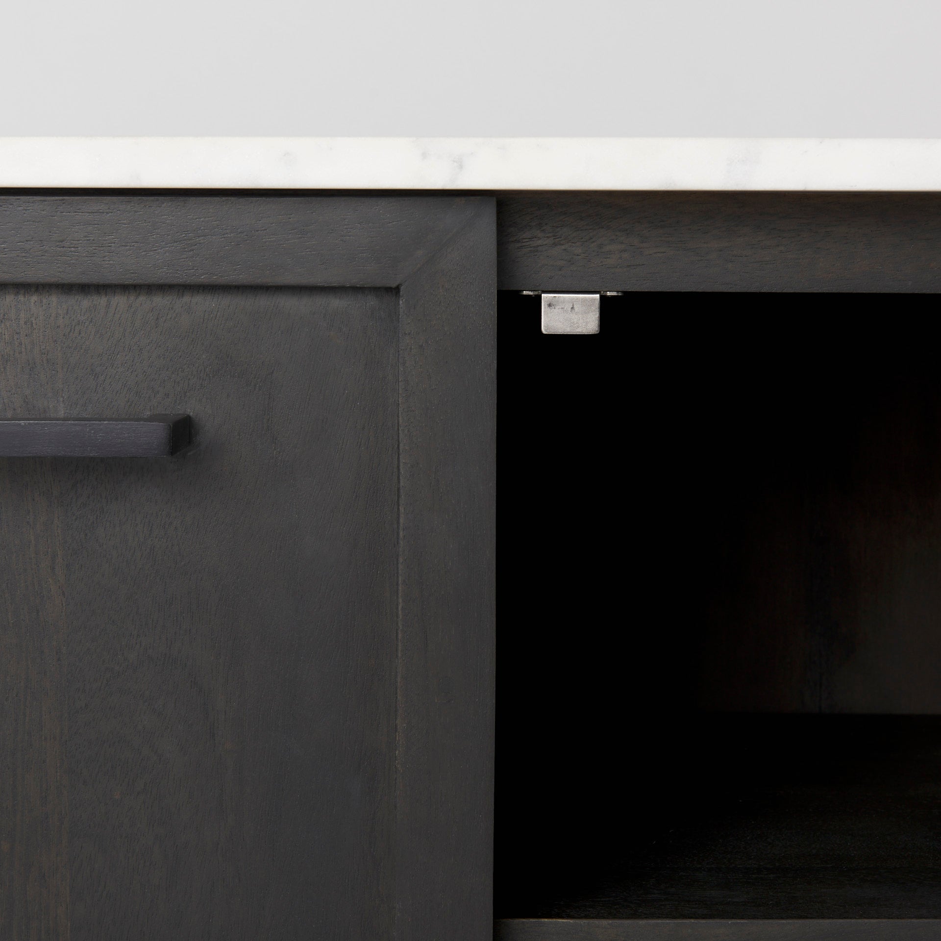 Divina Black - Brown Wood w/ White Marble Top and Black Metal Base Sideboard - Central Designs