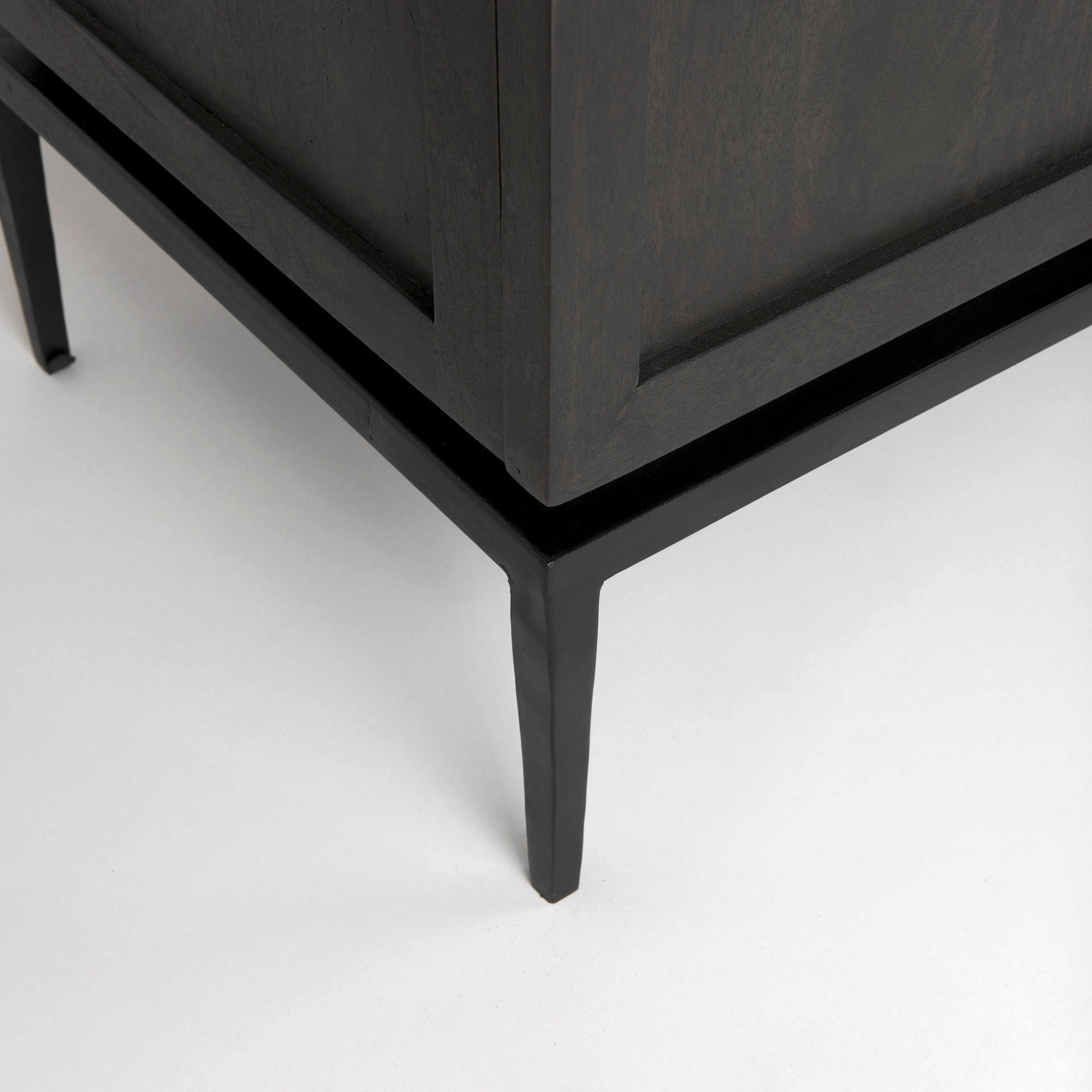Divina Black - Brown Wood w/ White Marble Top and Black Metal Base Sideboard - Central Designs